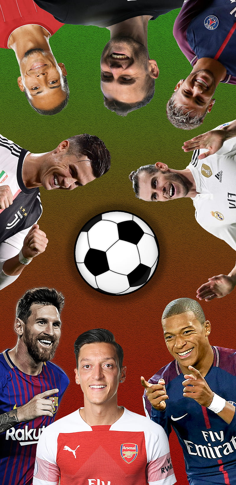 800x1644 Footballers, bale, cristiano ronaldo, football players, lionel messi, mbappe, HD phone wallpaper