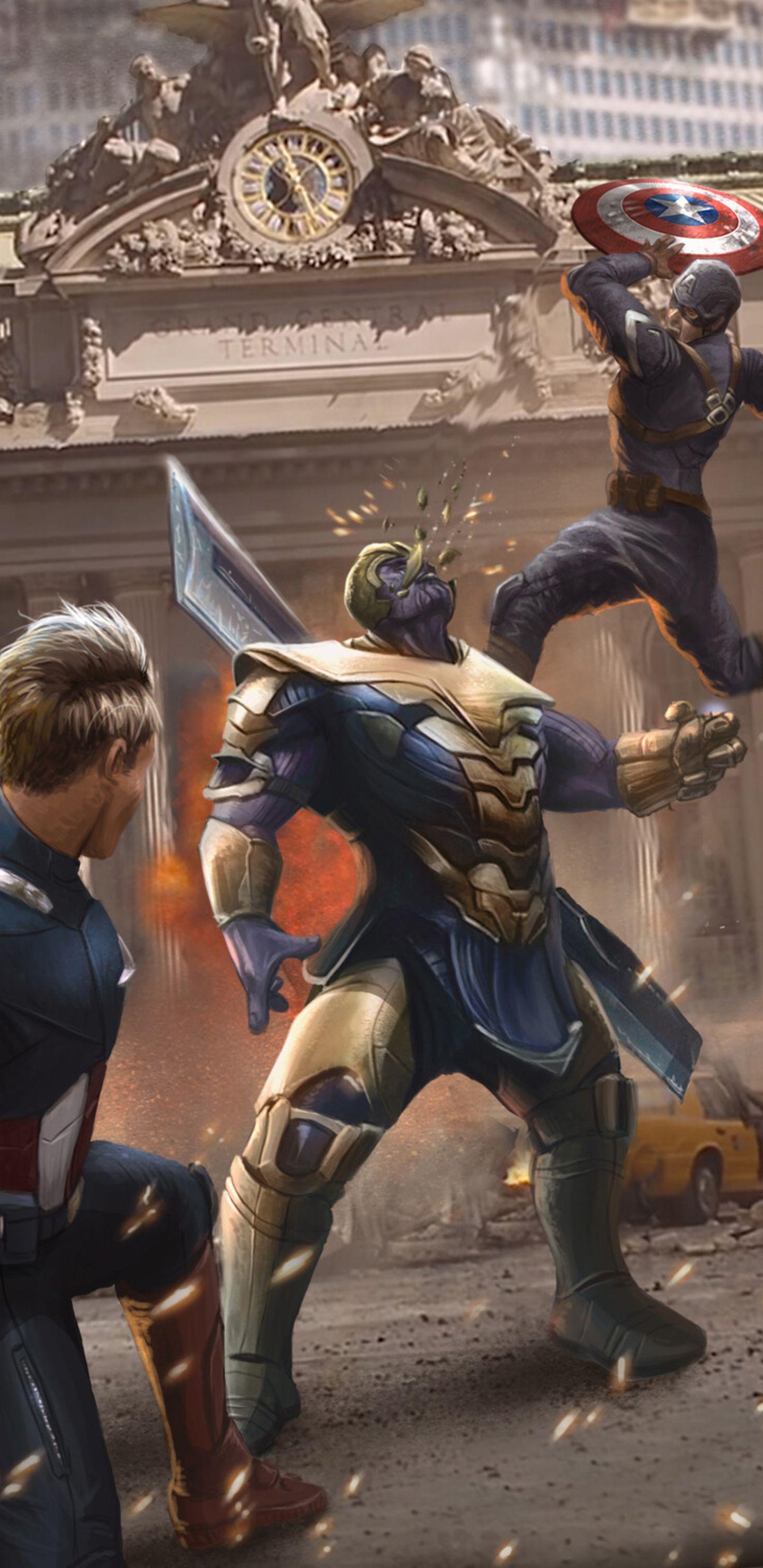 1440x2960 Time Travel Captain Americas Vs Thanos Samsung Galaxy