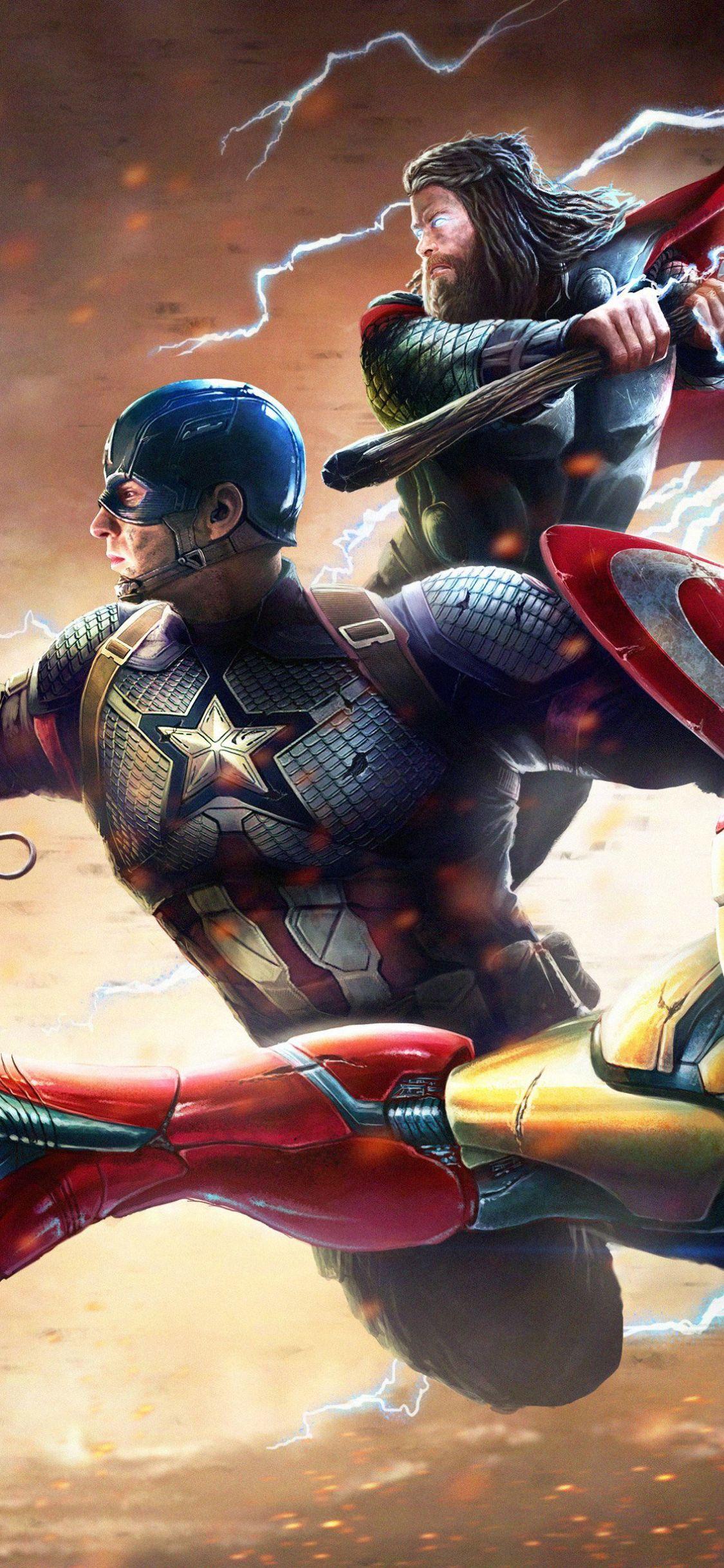 1125x2436 Thanos Against Captain America Iron Man and Thor iPhone