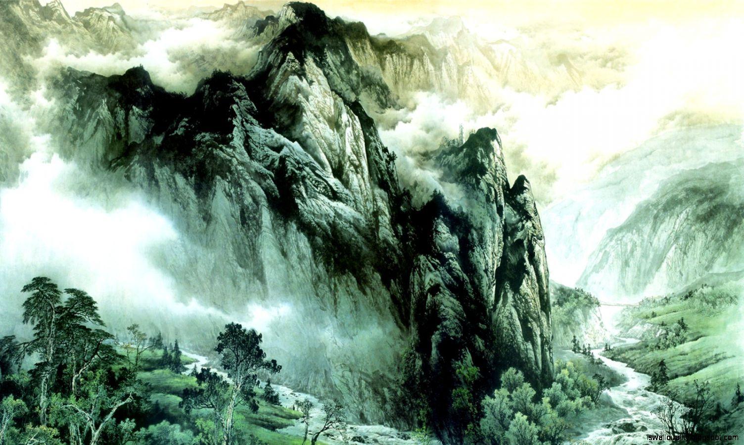 1504x900 Japan Art Landscape HD Wallpaper