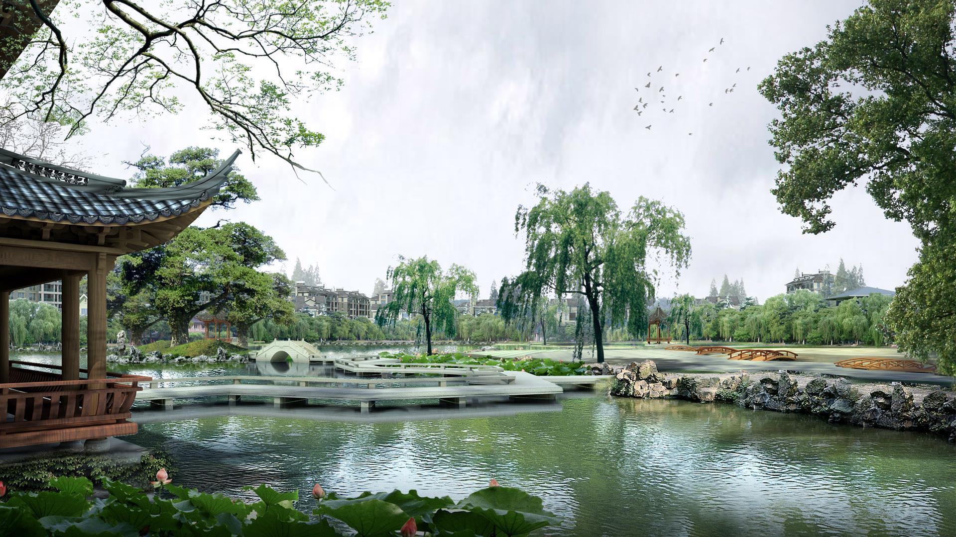 1920x1080 Asian village. HD wallpaper for Android