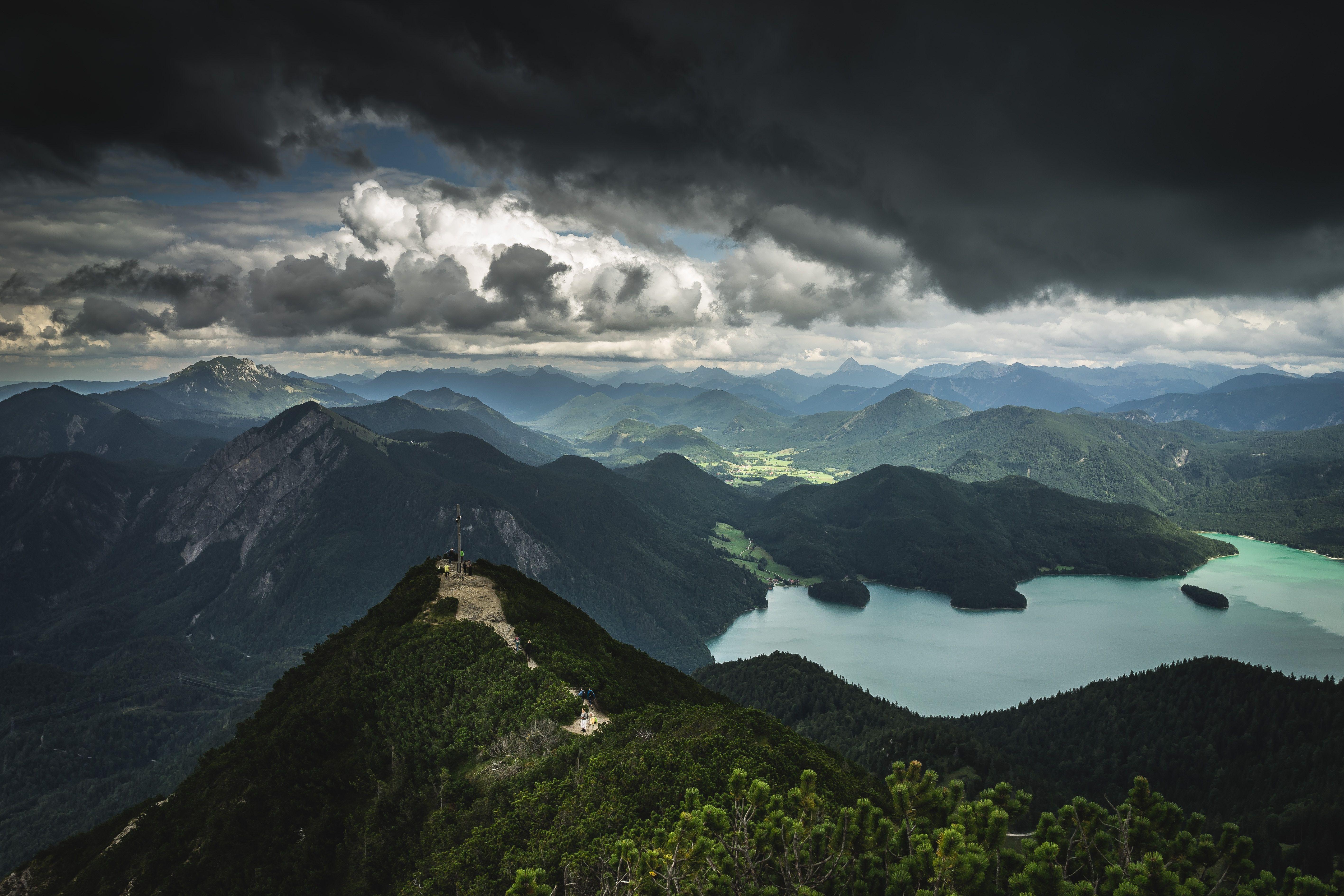 5667x3778 Cloudy Forest Mountains And Lake Wallpaper, HD Nature 4K