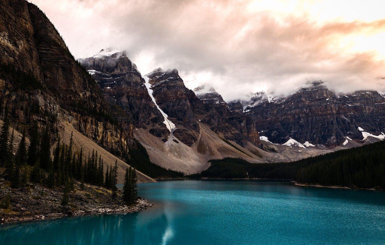 1332x850 Wallpaper Alberta, forest, Canada, sky, trees, coast, sunset