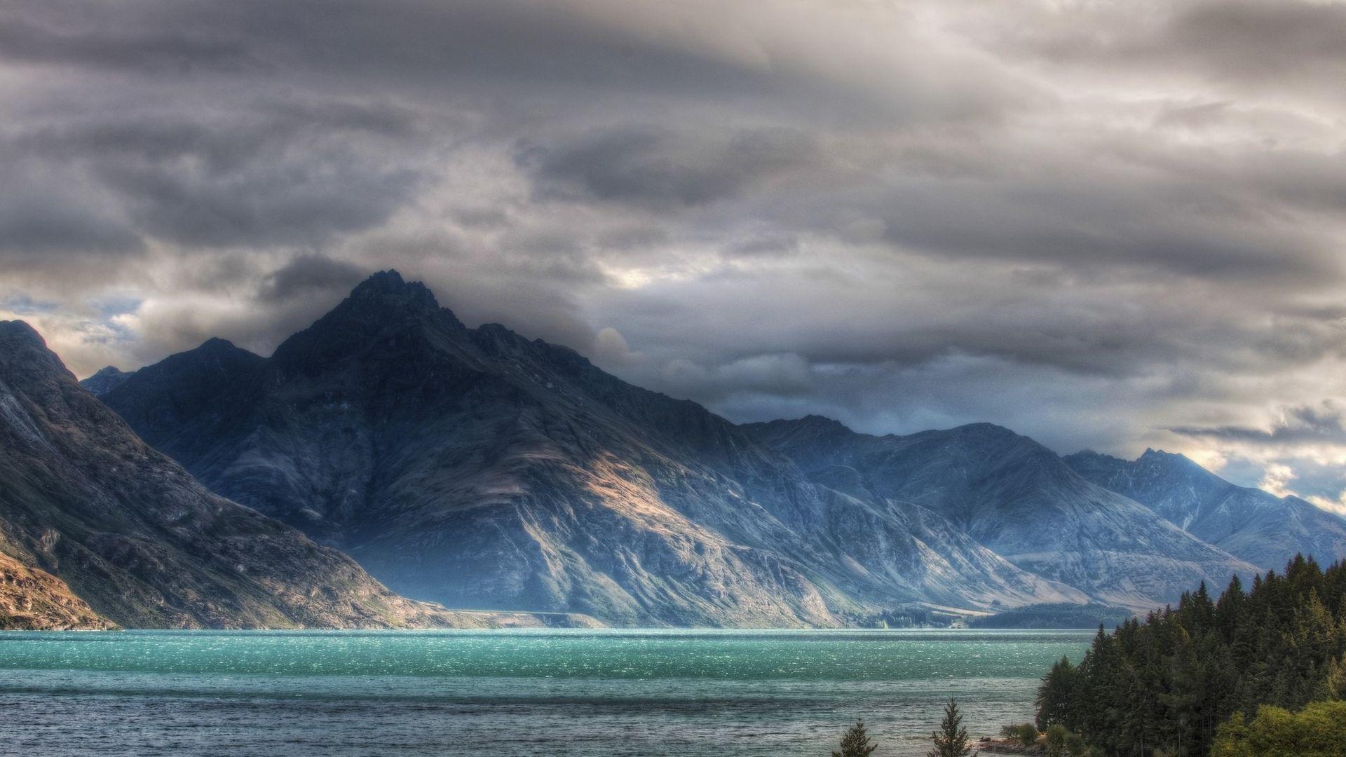 1920x1080 Download wallpaper 1920x1080 mountains, clouds, cloudy, rocks