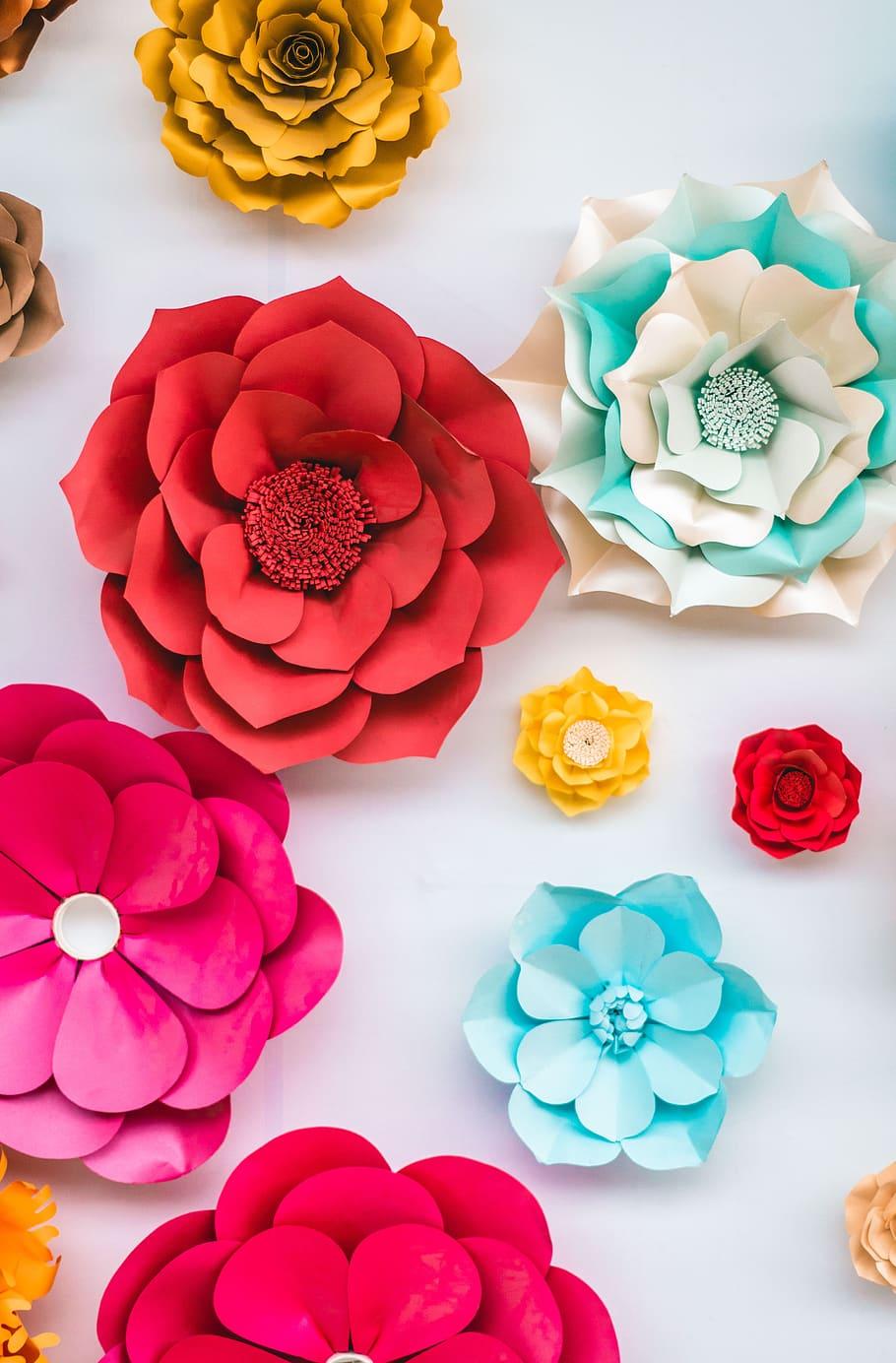 910x1384 flowers, paper, colorful, decoration, party, creativity, colors