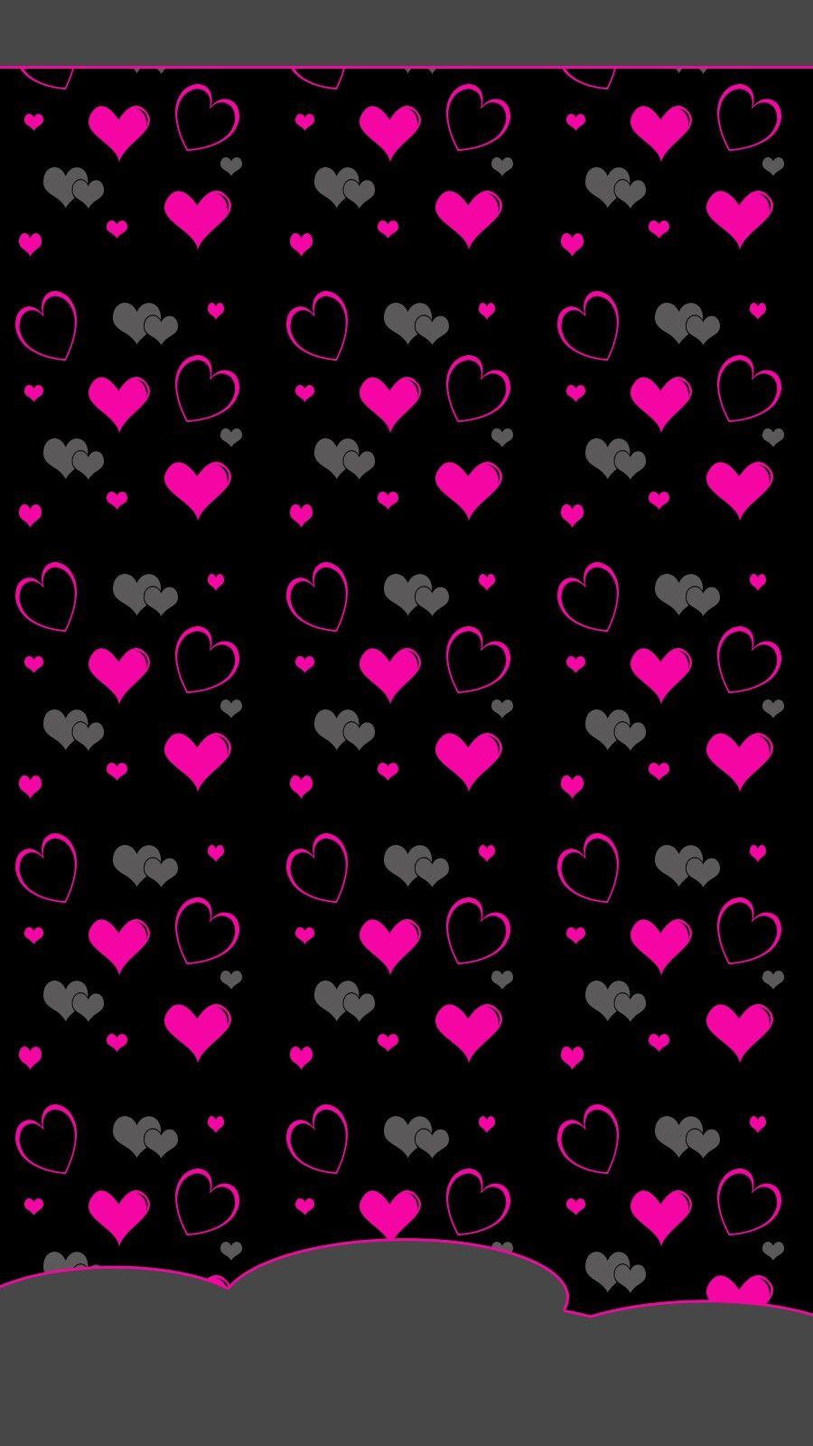 900x1600 Pink and Black hearts. Heart wallpaper, Valentines wallpaper