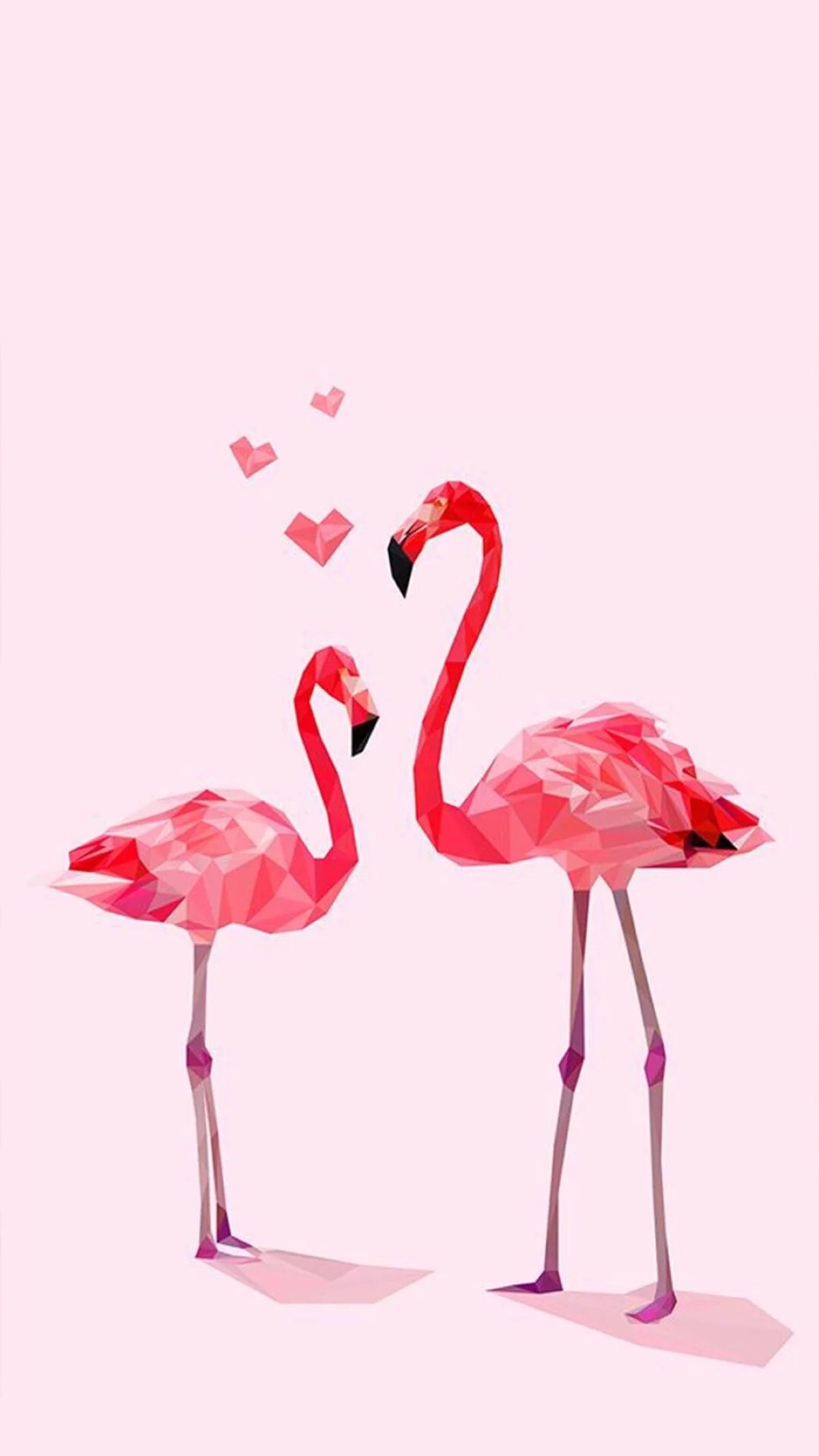 1200x2133 Animals flamingos pink love romance heart. Papel de parede