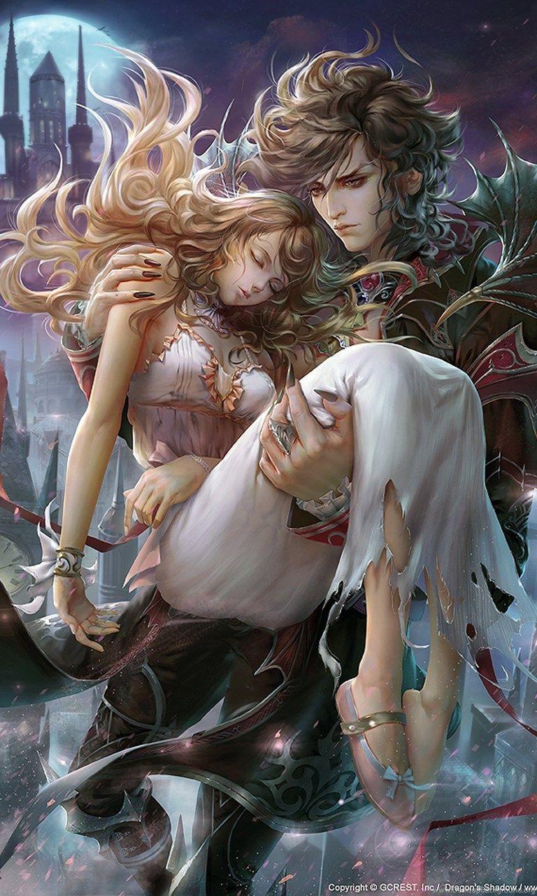 768x1280 Love Couple Angel Devil Beautiful Girl Boy Game Wallpaper
