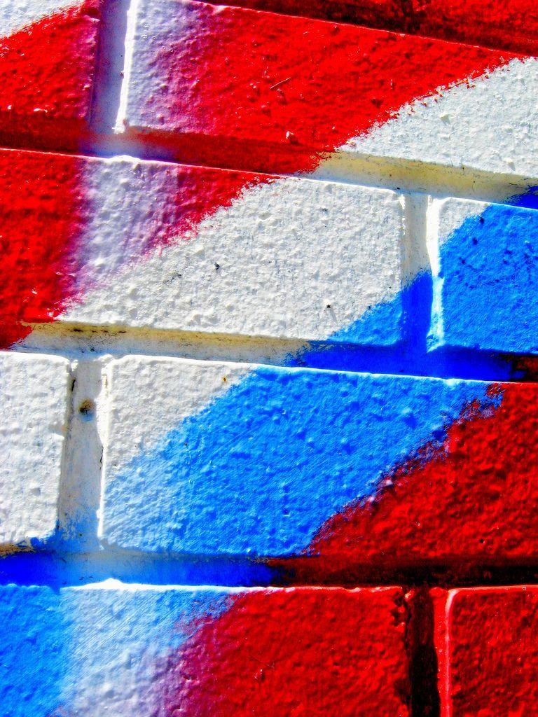 768x1024 red white and blue. brick wall. Red white blue, Red and blue, Red and white
