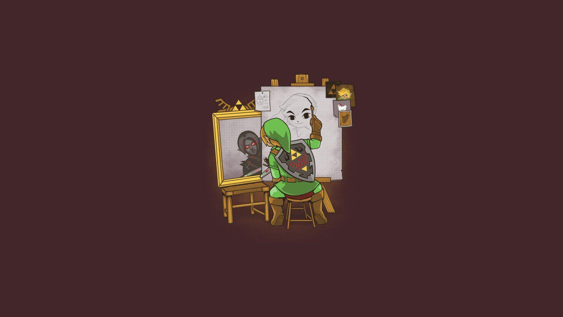1920x1080 triple self portrait, Link, Dark Link, The Legend of Zelda