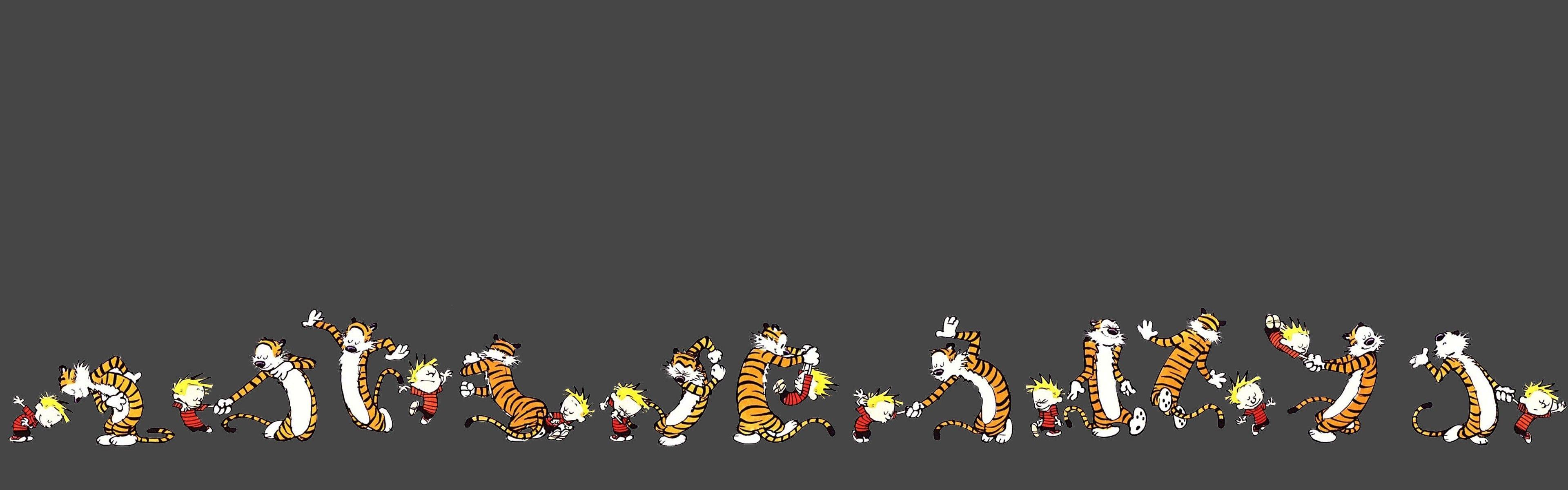 3840x1200 Calvin And Hobbes, Comics, Minimalism, Dual Monitors, Multiple Display, Dancing Wallpaper HD / Desktop and Mobile Background