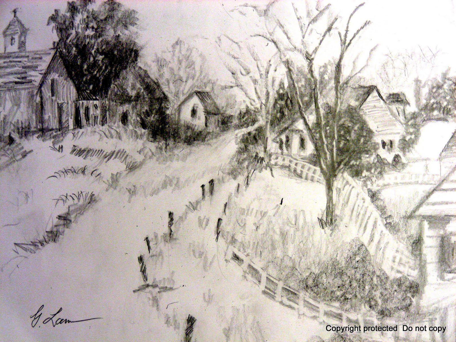 How to draw and shade a scenery drawing with pencil  pencil sketch   landscape drawing  PaintingTube