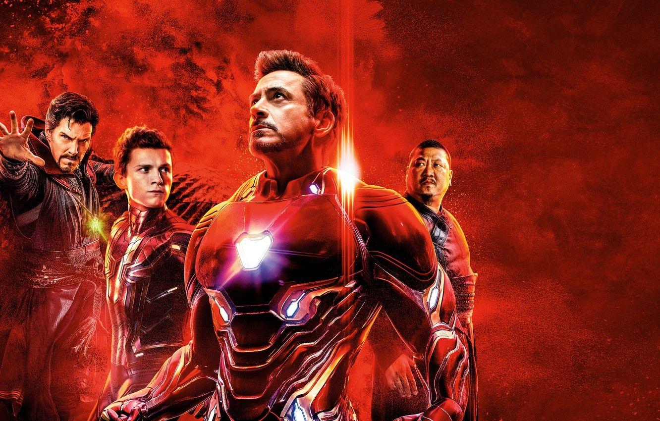 1332x850 Wallpaper fiction, poster, red background, Iron Man, comic