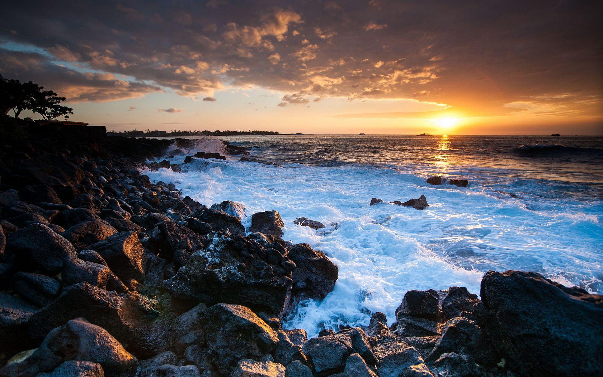 1920x1200 Hawaii coast sunset wallpaperx1200