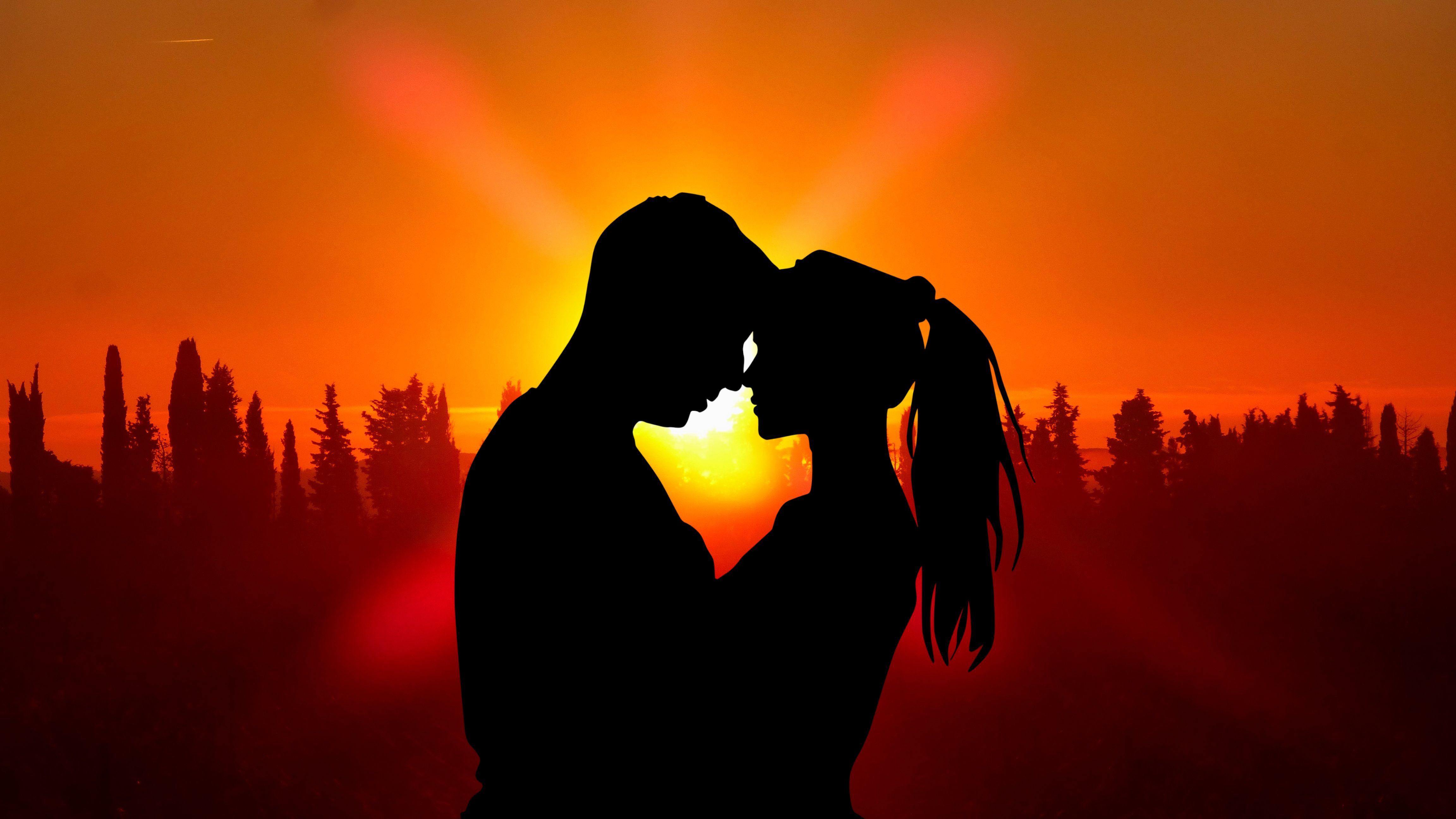 4608x2592 Sunset Couple Love Silhouette 5k Wallpaper, HD Love Wallpaper, 4k Wallpaper, Image, Background, Photos and Picture