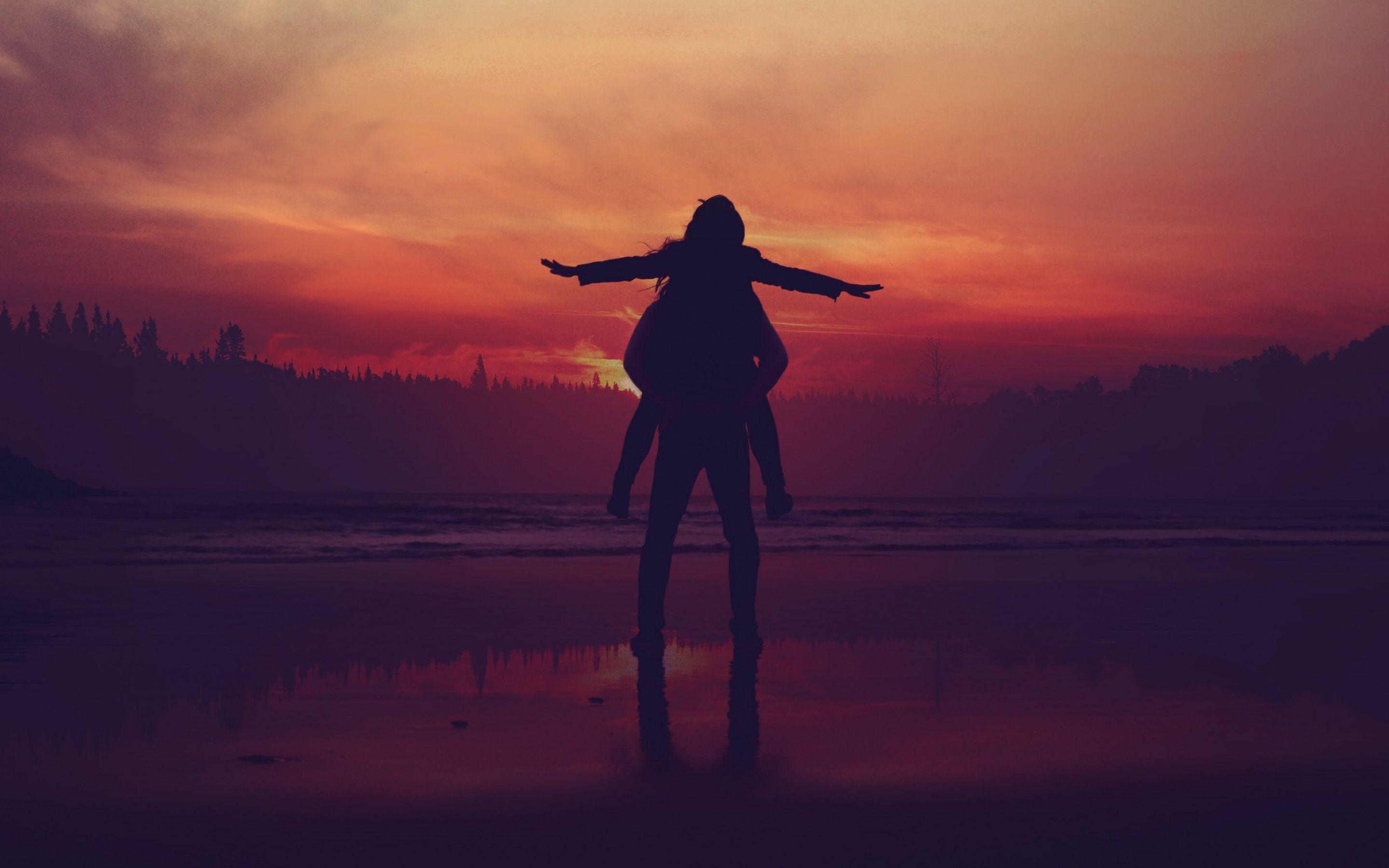 2880x1800 Wallpaper Sunset, Couple, Moments, Silhouette, 4K, Love / Editor's