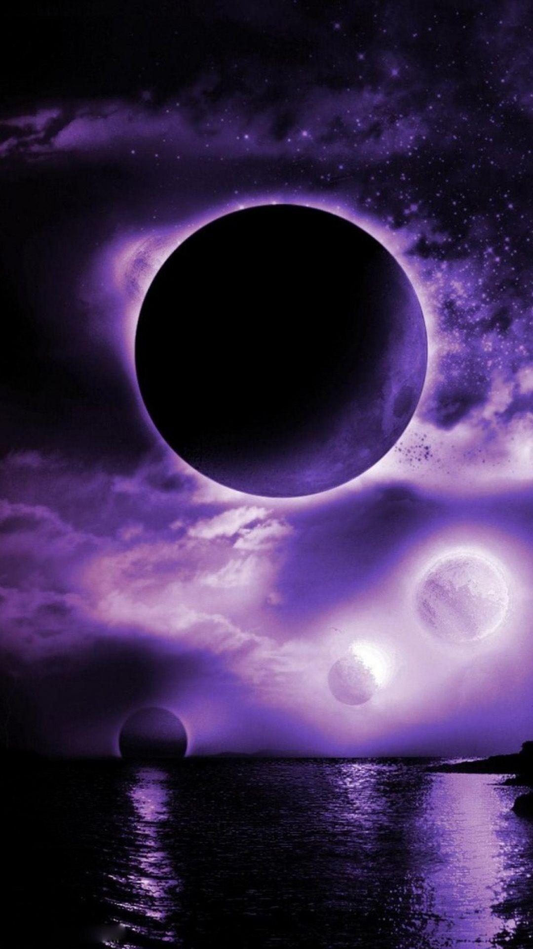 Abstract Purple Moon 4K wallpaper download