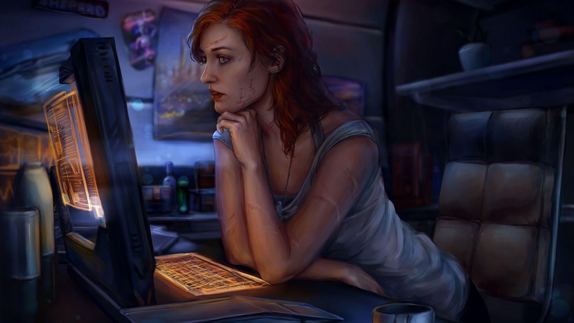 1920x1080 Desktop Wallpaper Mass Effect Redhead girl Girls vdeo 1920x1080