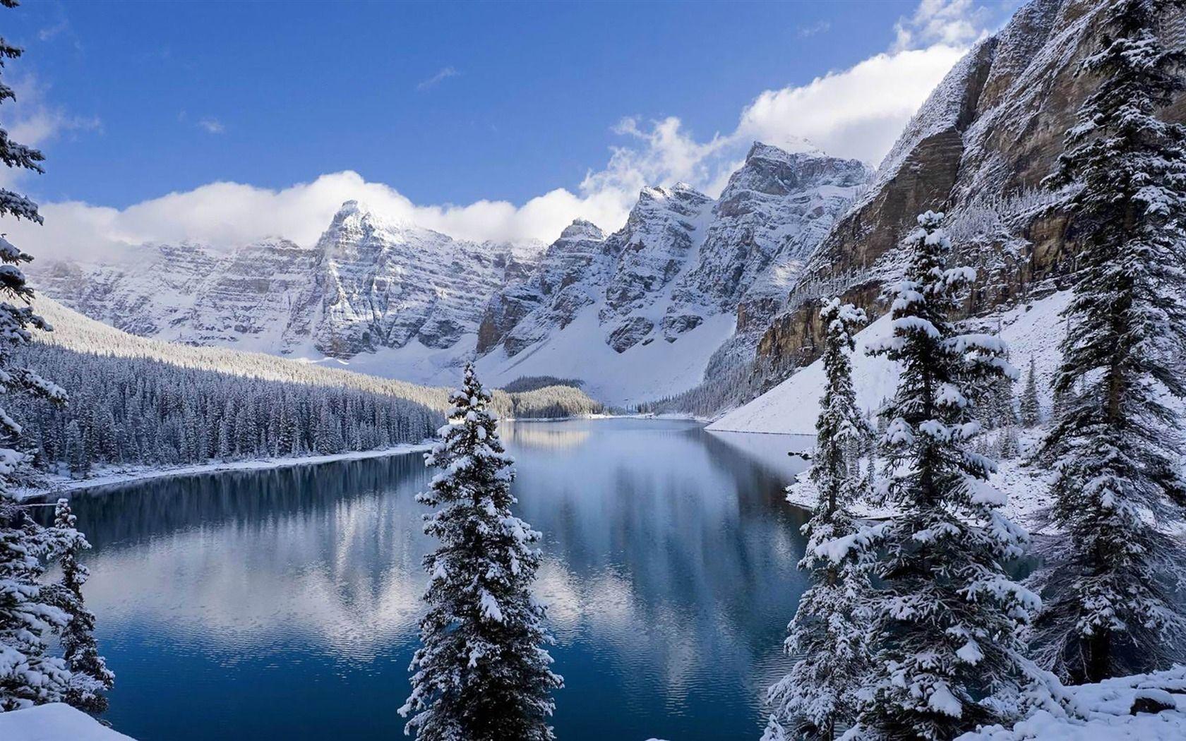 1680x1050 Hd Wallpaper Moraine Lake Banff National Park Winter Scenery Wallpaper X 1680x1050