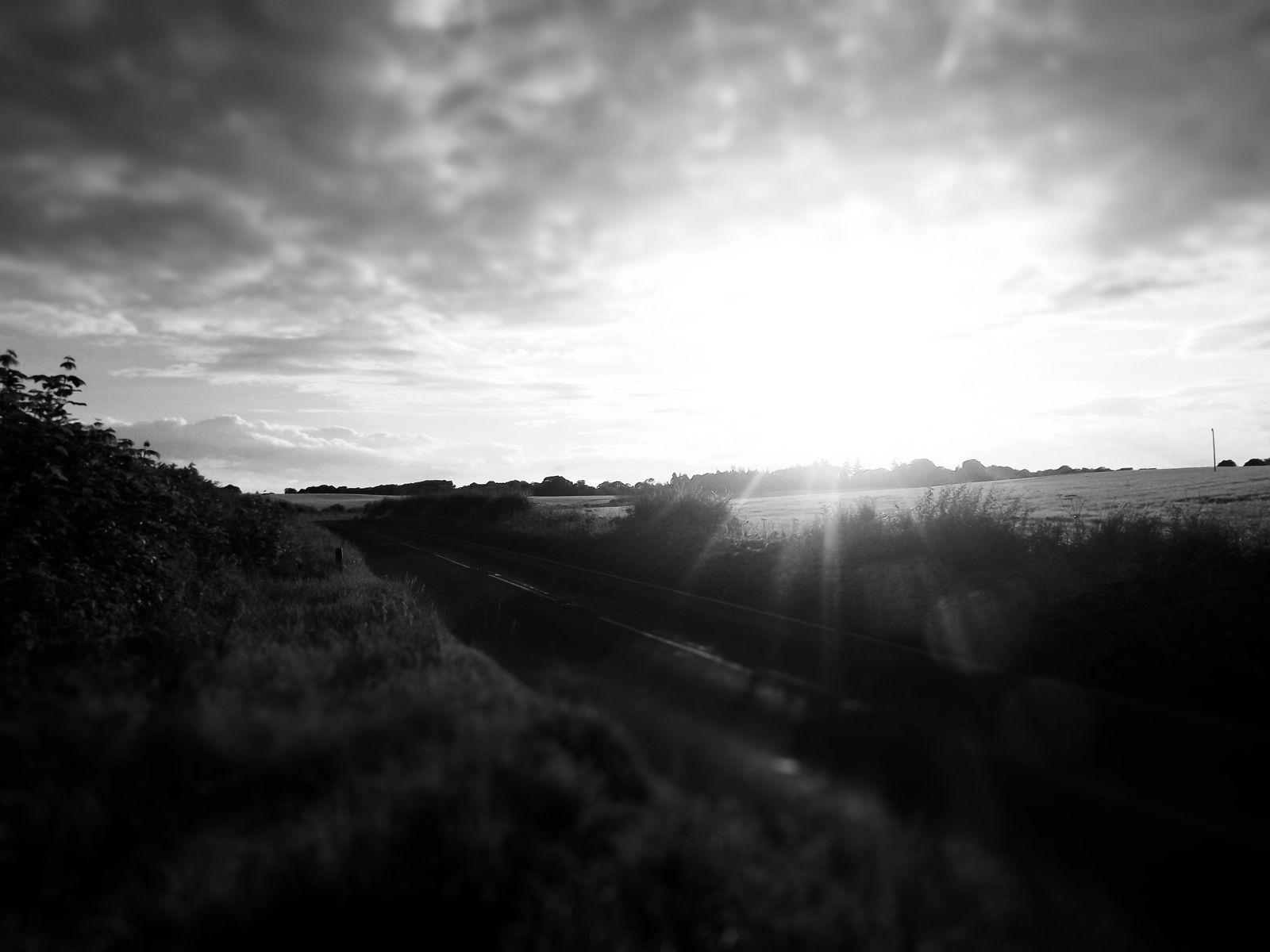 1600x1200 Clouds Sunset Black And White Sunrise Field Meadow Wallpaper