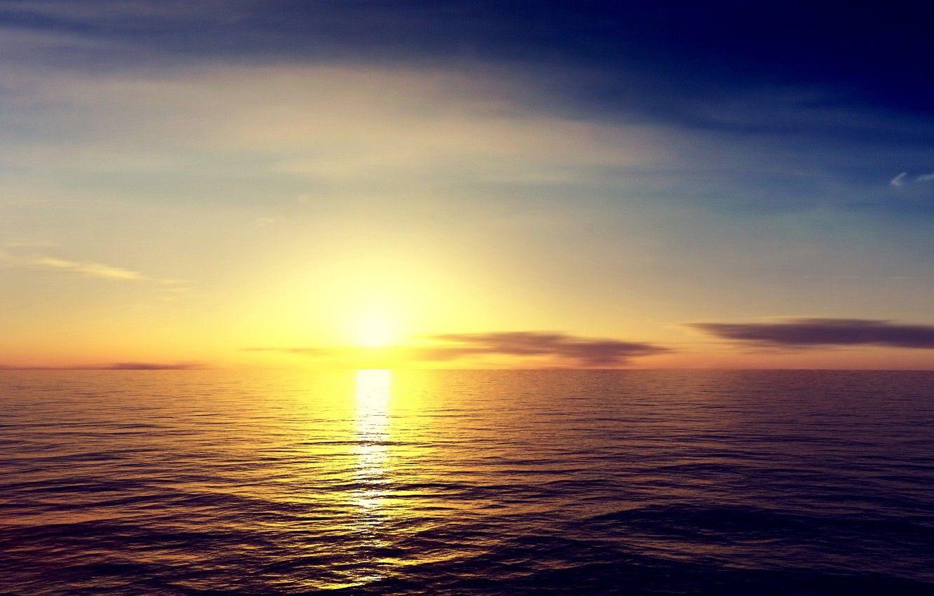 1332x850 Wallpaper the sky, the sun, sunrise, the ocean, morning, morning sun image for desktop, section природа