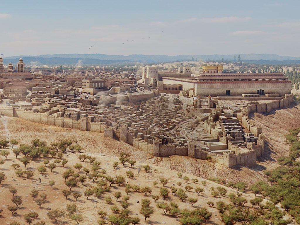 1024x768 A view of Jerusalem from the south. Hinnom valley in foreground