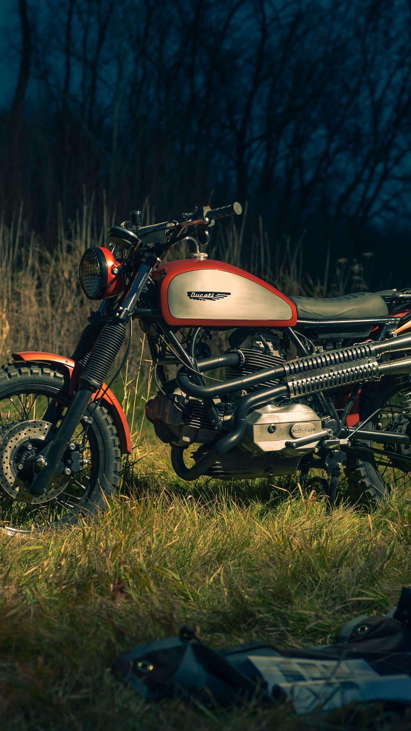 1440x2560 Download Ducati Scrambler, Off Road, Bonfire, Outdoor Wallpaper
