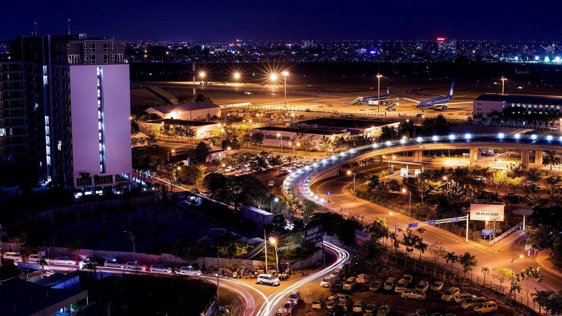 1920x1080 airport, Night Wallpaper HD / Desktop and Mobile Background