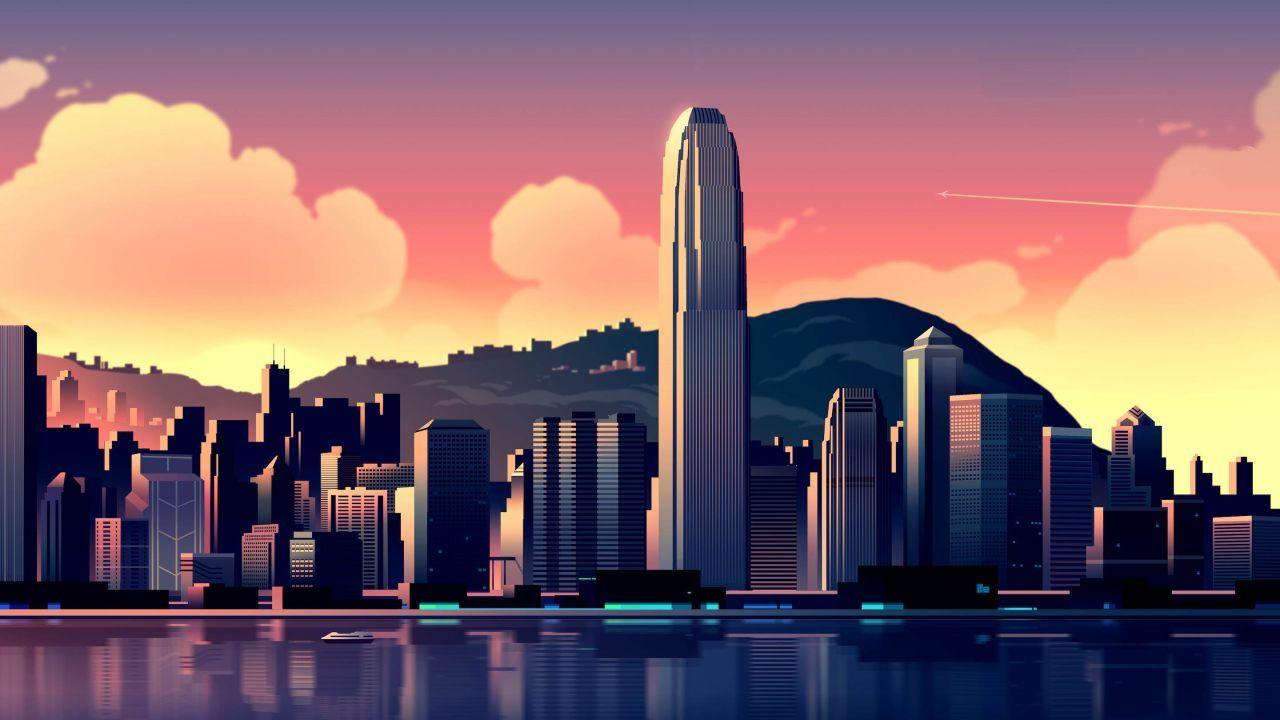 1280x720 Wallpaper International Finance Centre, Cityscape, Hong Kong, HD, Creative Graphics,. Wallpaper for iPhone, Android, Mobile and Desktop