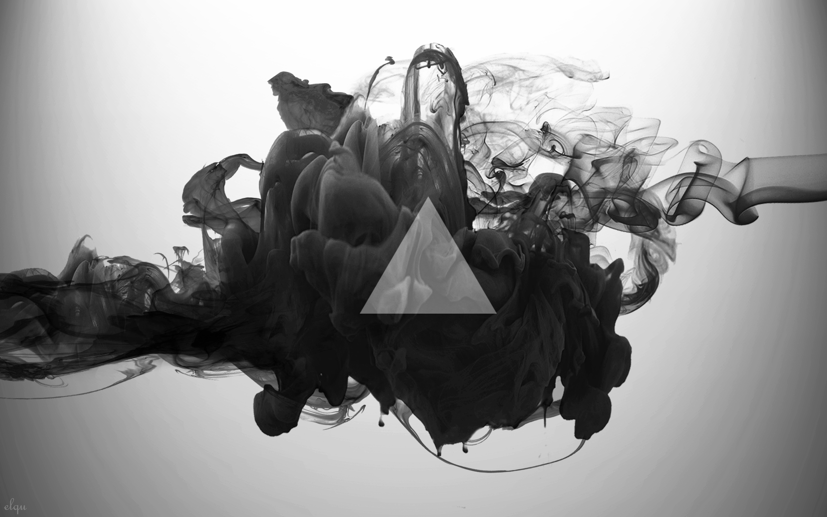 1680x1050 #monochrome, #abstract, #triangle, #smoke, #digital art