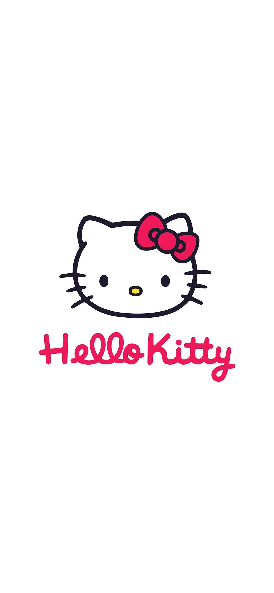 1125x2436 Hello Kitty Logo Art Hình nền trắng dễ thương