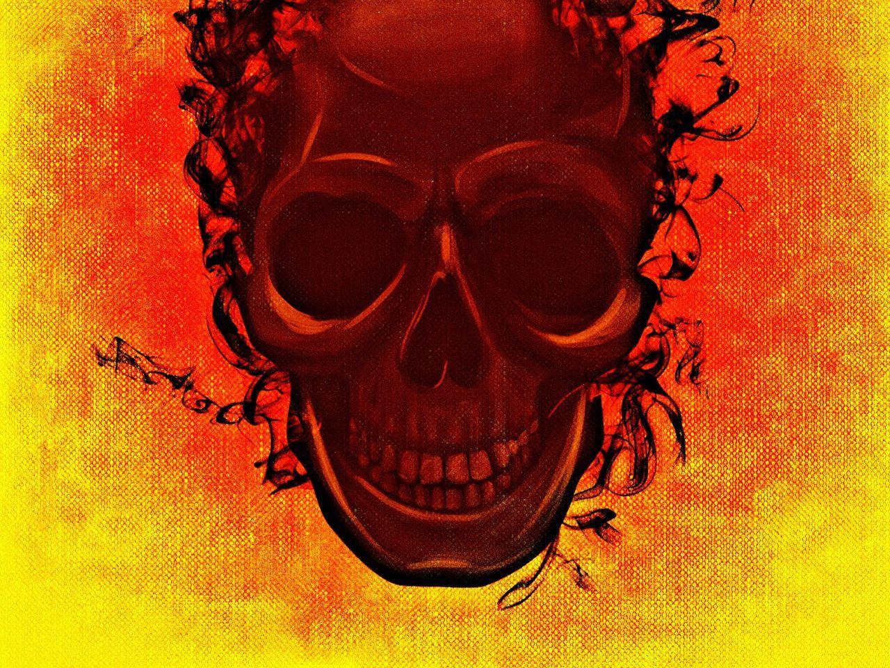 1280x960 Download wallpaper 1280x960 skull, smoke, smile, art standard 4:3