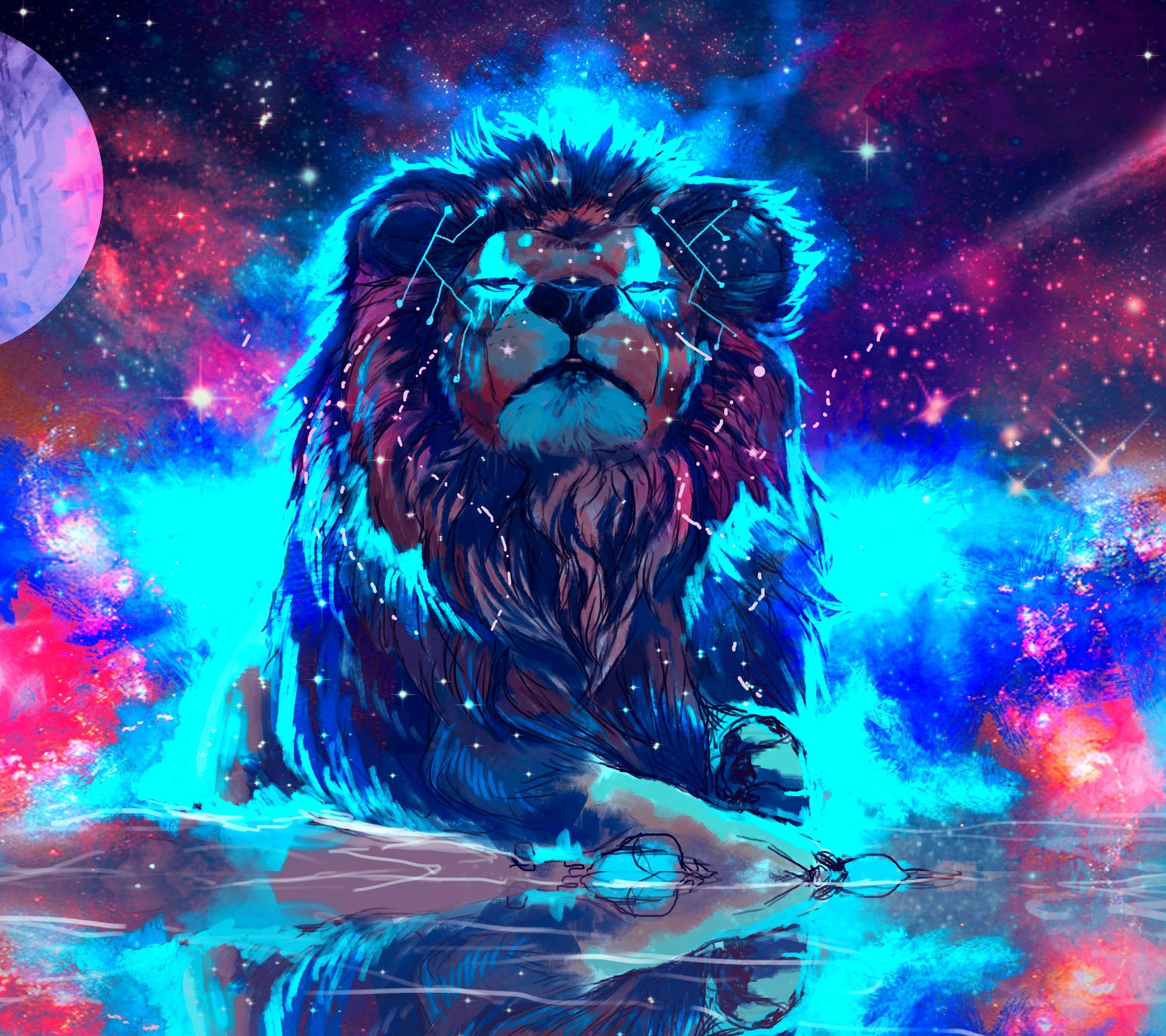 2880x2560 Trippy Lion Wallpaper