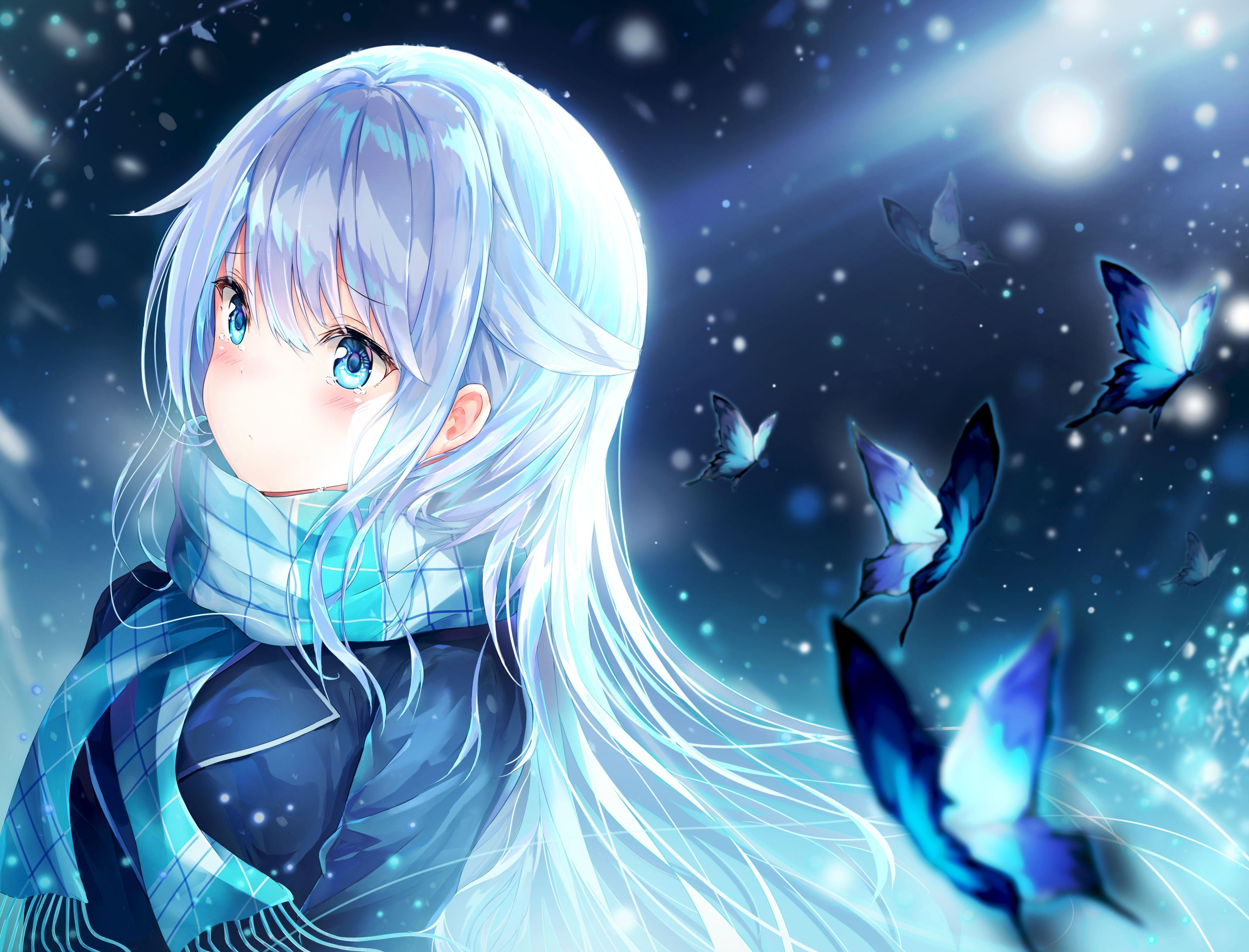 Butterfly Blue Hair Anime Girl - wide 6
