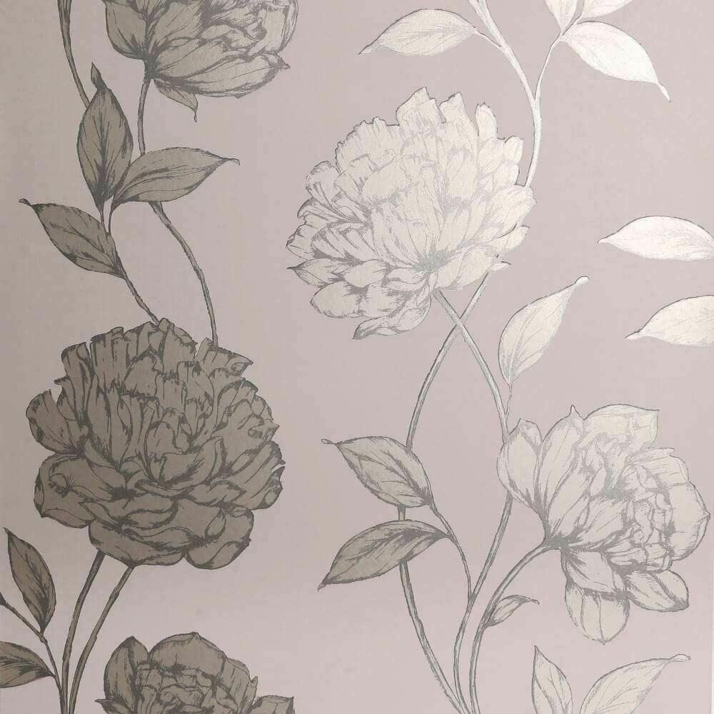 1000x1000 Arthouse Pretty Metallic Floral Trail Leaf Wallpaper Flowers Blush