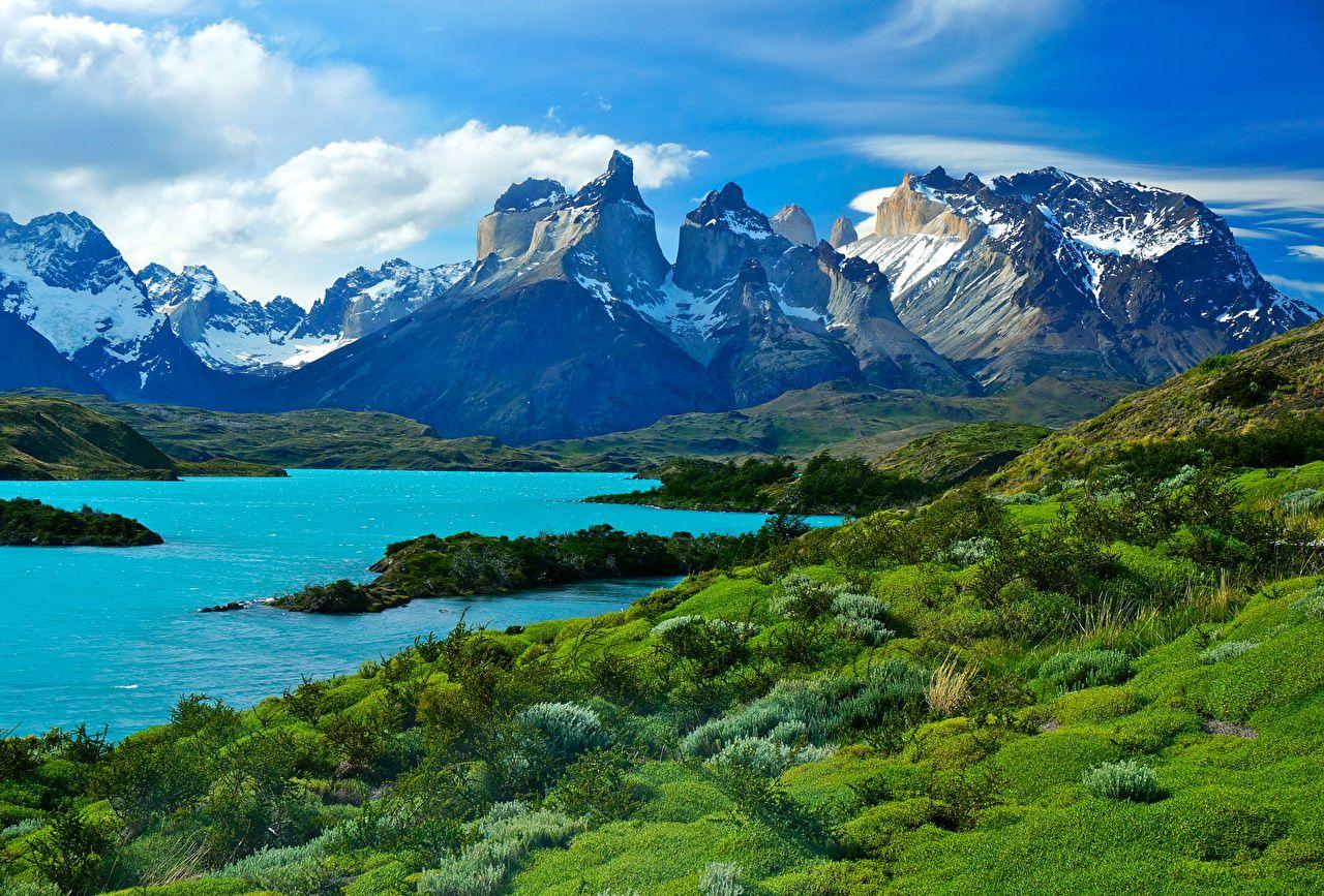 1280x867 Desktop Wallpaper Chile Pehoe Lake Patagonia Nature Mountains