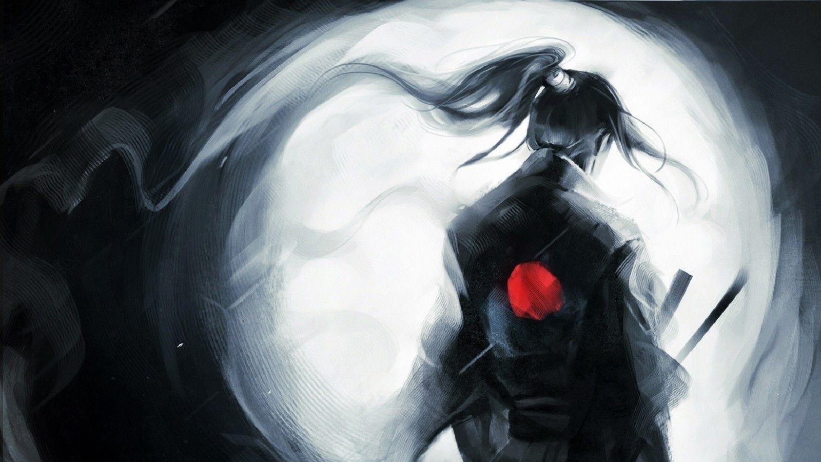 1600x900 Samurai monochrome warriors drawings wallpaper