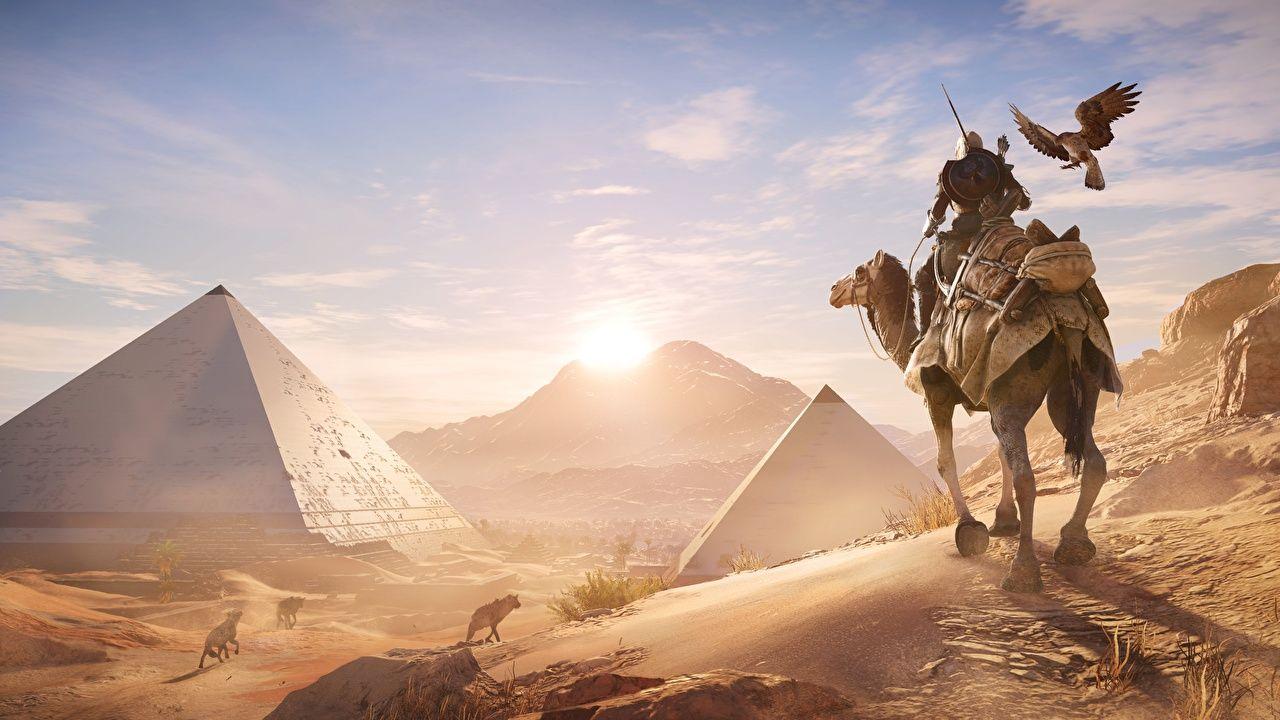 1280x720 Desktop Wallpaper Assassin's Creed Origins Camels Egypt Warriors 3D