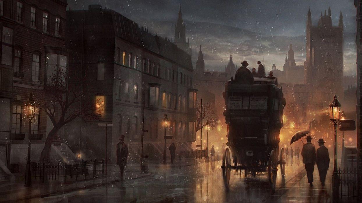 1244x700 Painting London rainy old London wallpaperx1080