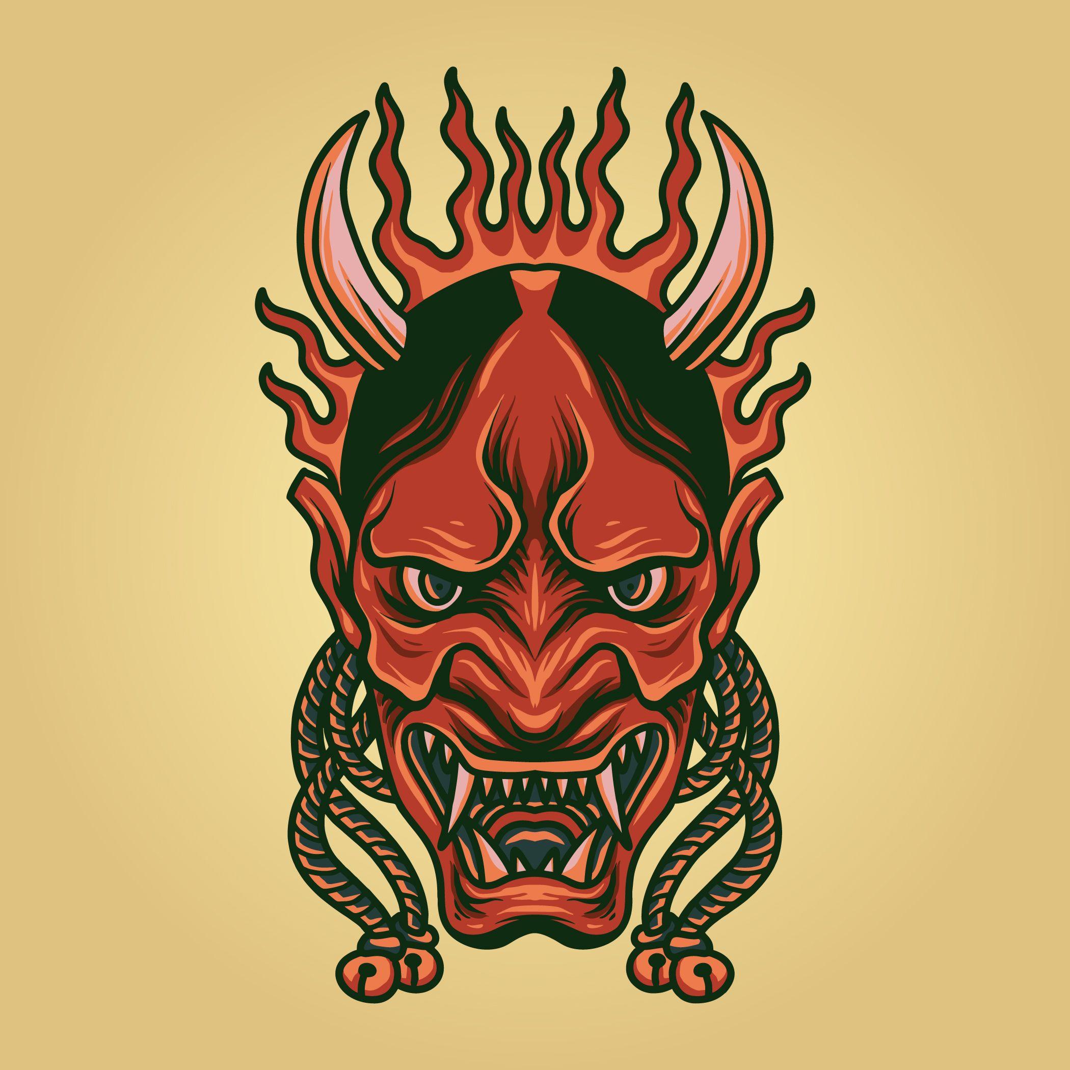 2100x2100 Scary Oni Mask Free Vectors, Clipart Graphics & Vector Art