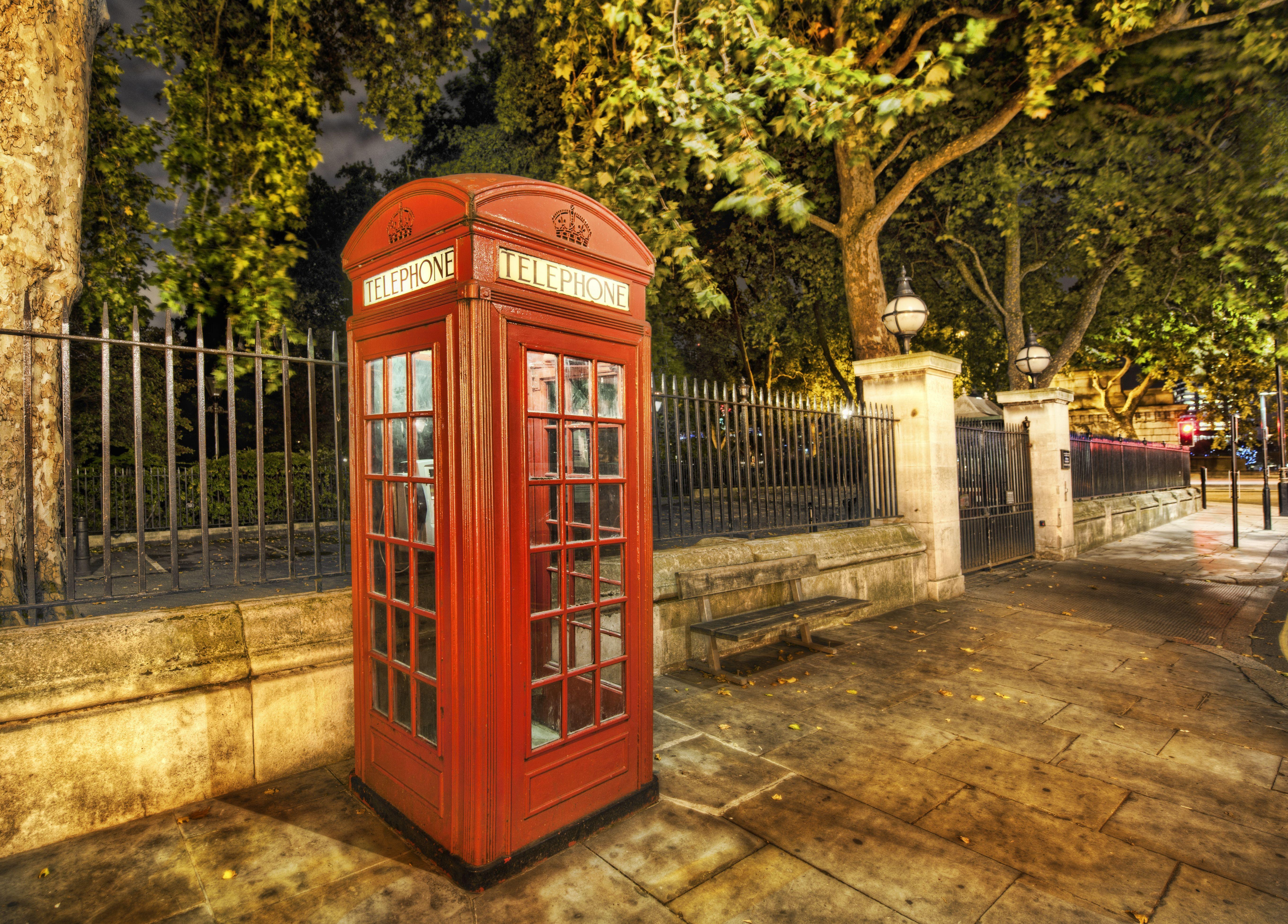 5444x3907 Wallpaper. Cities. photo. picture. street, phone, booth