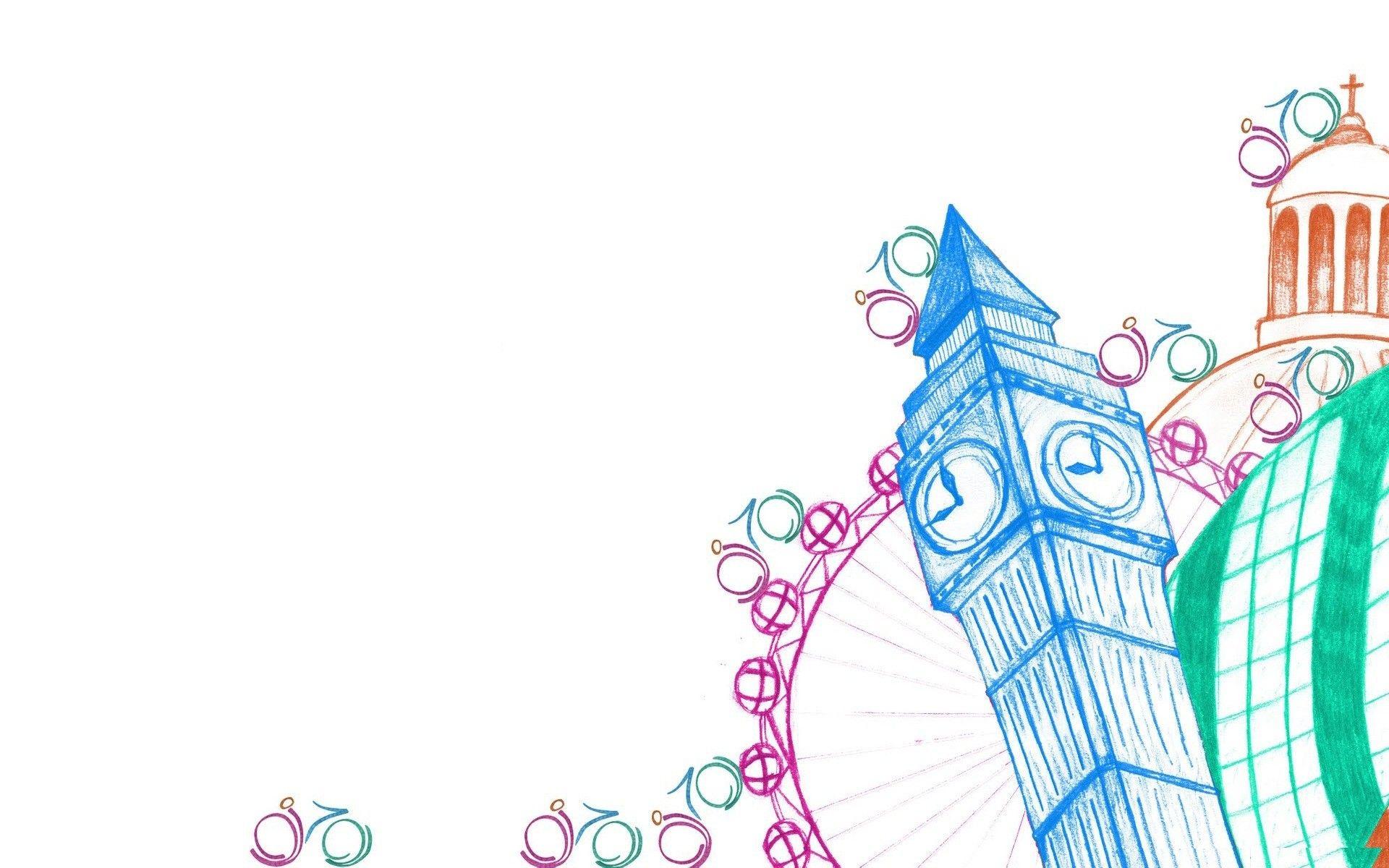 1920x1200 Minimalistic summer London Big Ben Olympics simple white