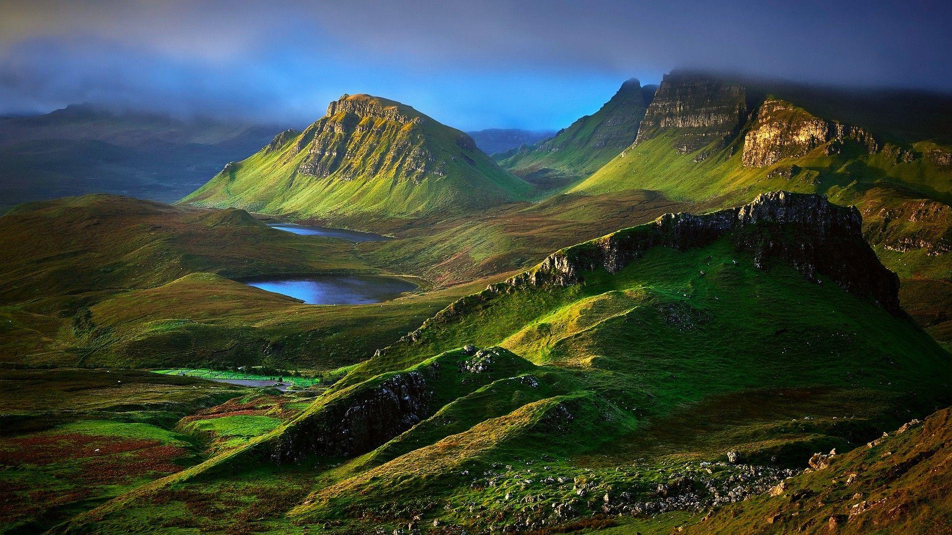 1920x1080 #Scotland, #nature, #lake, #UK, #clouds, #hills, #grass