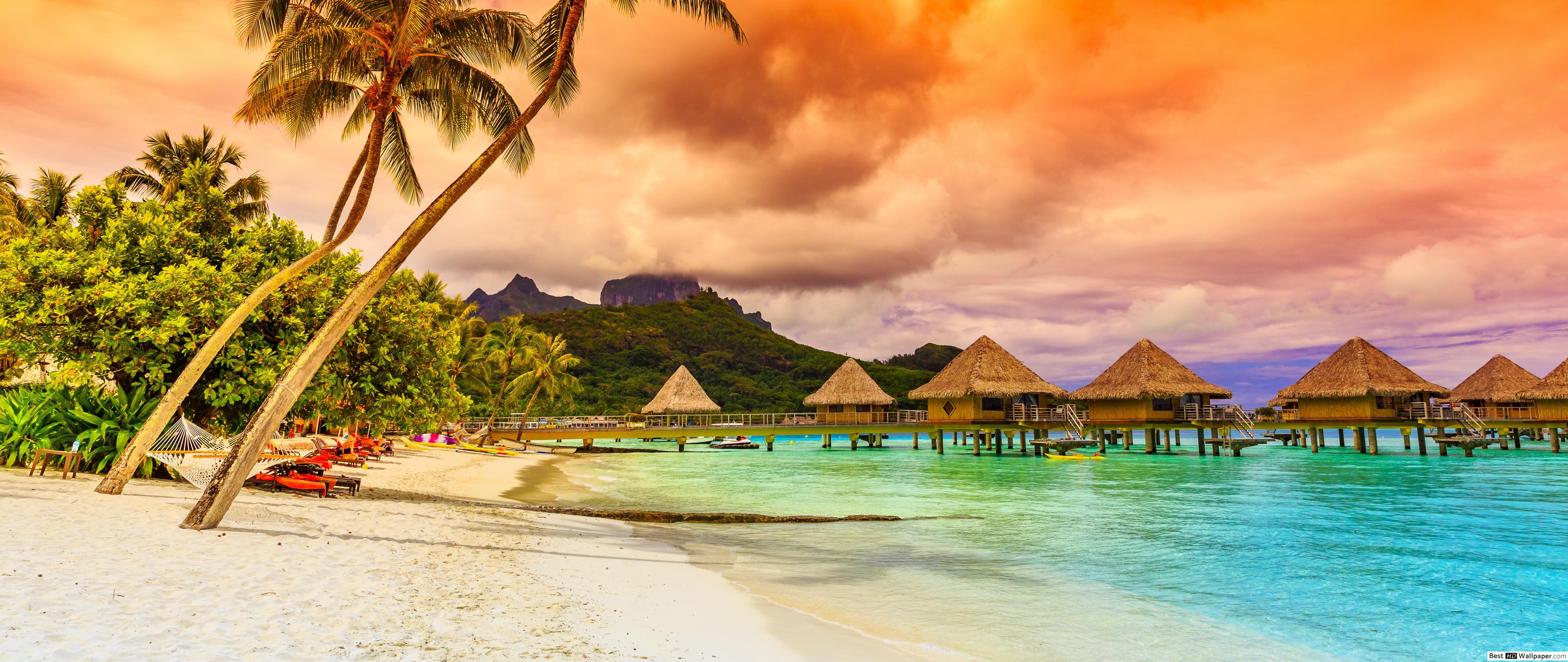5120x2160 Tropical Sea Beach HD wallpaper download