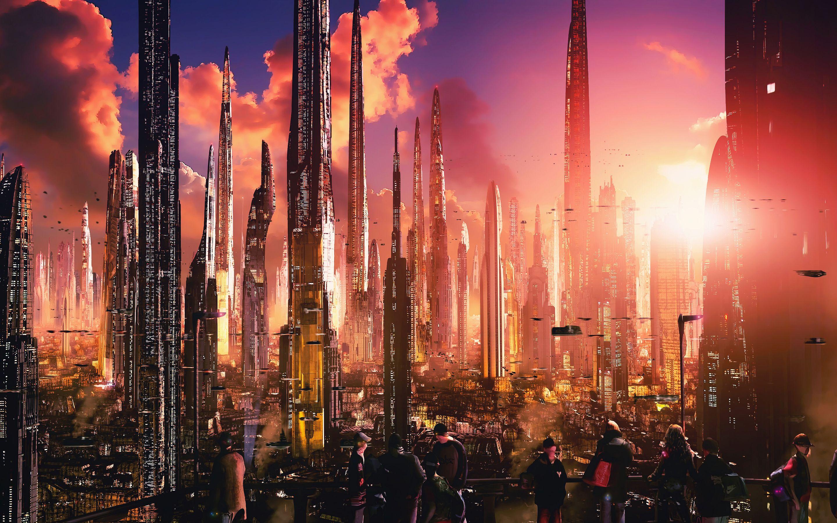 2880x1800 Futuristic City Tall Buildings Concept Art 4k Macbook