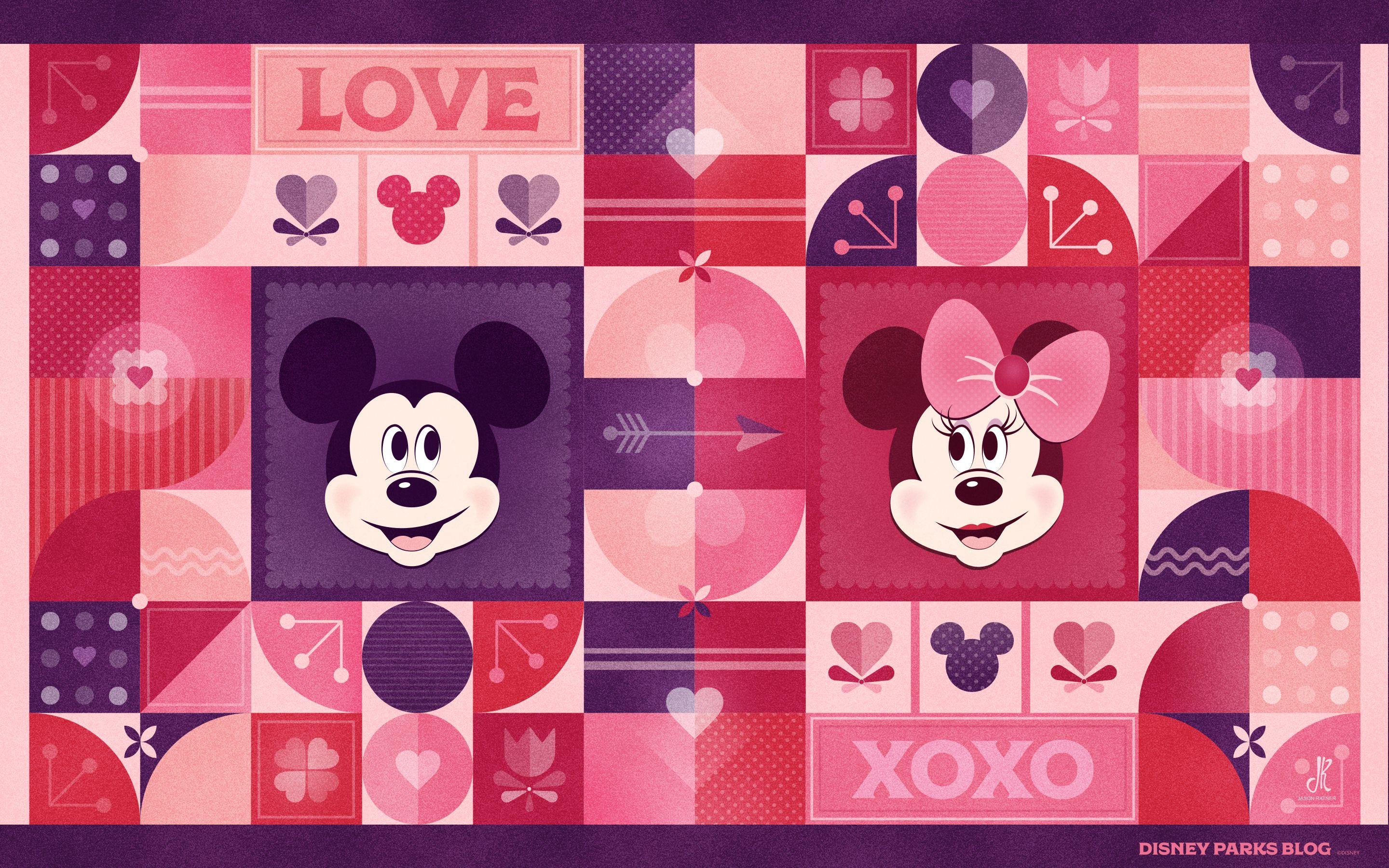 2880x1800 Mickey Mouse & Minnie Mouse Valentine's Day Wallpaper