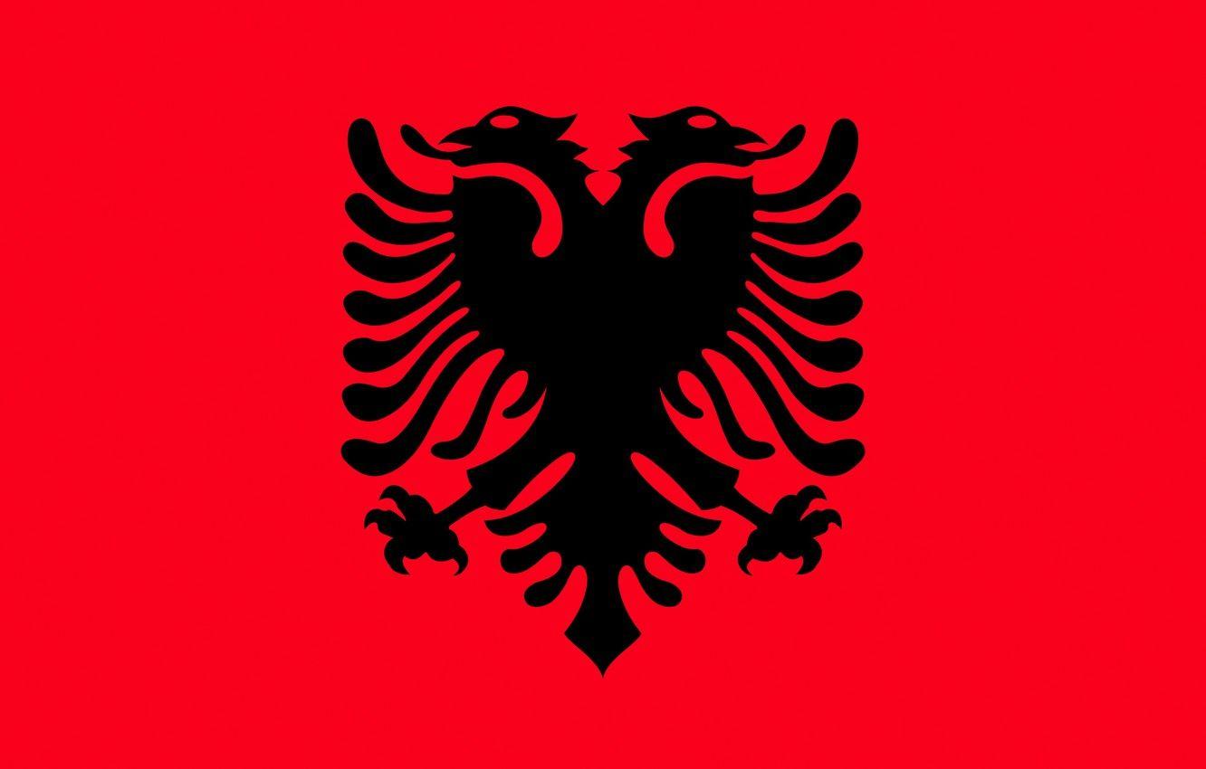1332x850 Wallpaper flag, red, eagle, black, eagle, Albania, fon, flag, albania image for desktop, section текстуры