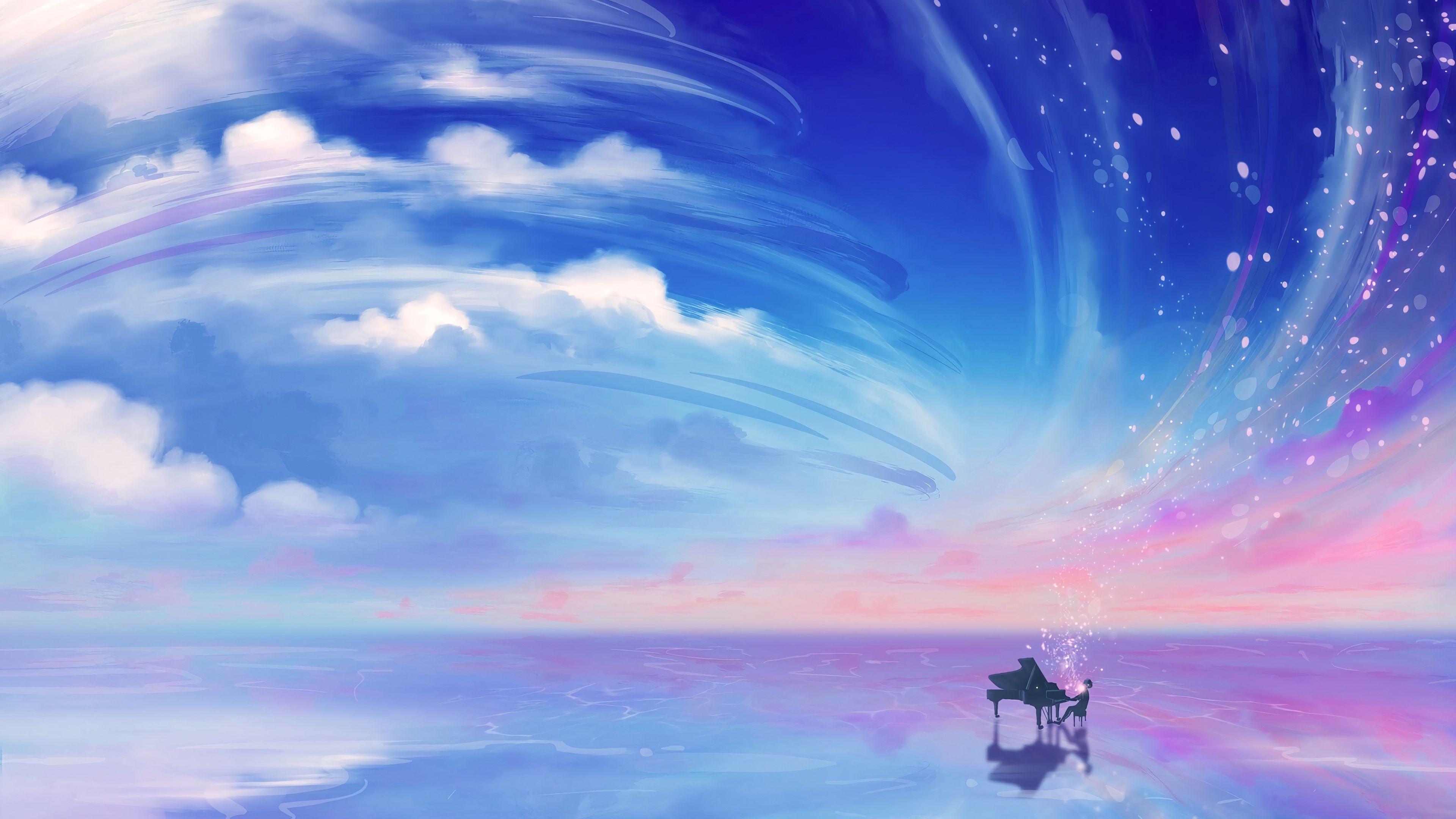 Anime Original Girl Night Pianist Piano Starry Sky HD wallpaper   Peakpx