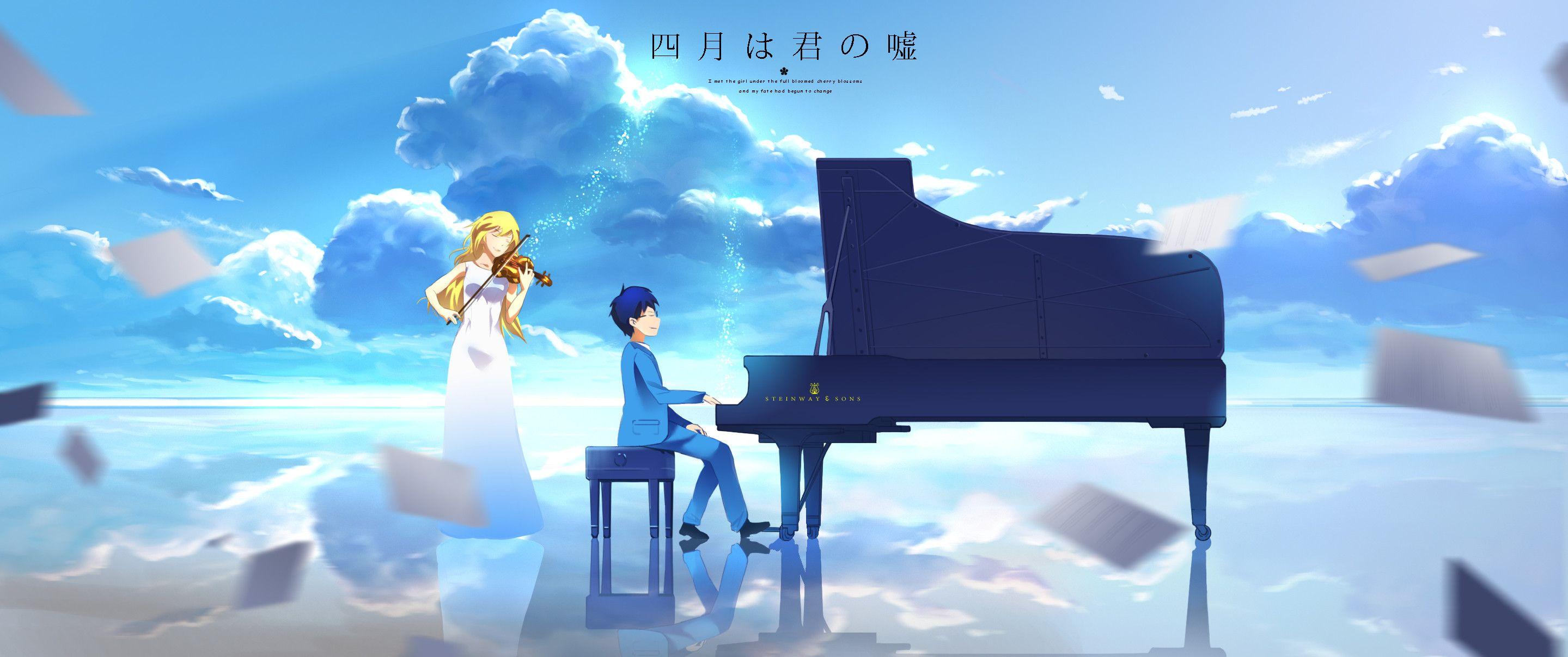 2879x1207 Shigatsu Wa Kimi No Uso Wallpaper