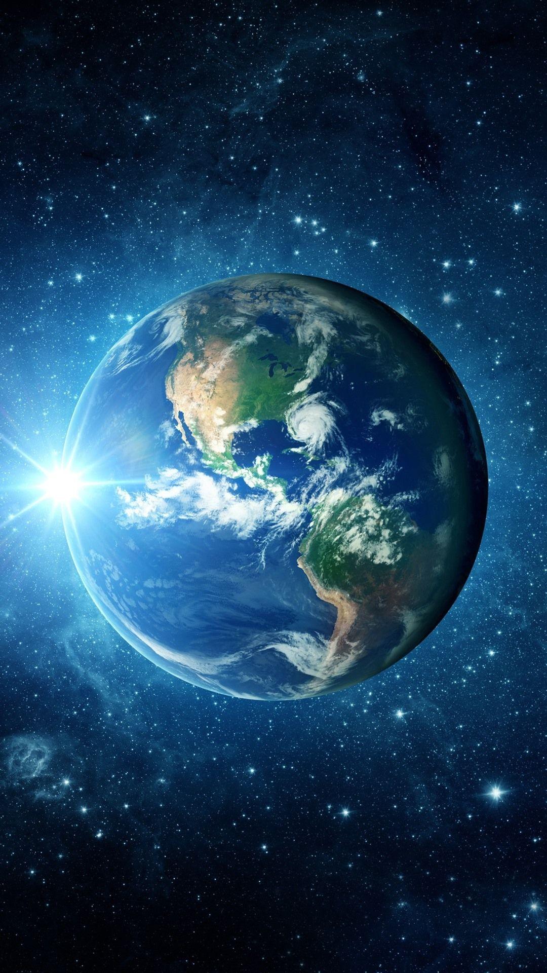1080x1920 Beautiful Earth, blue planet, sun, stars, galaxy 1080x1920 iPhone